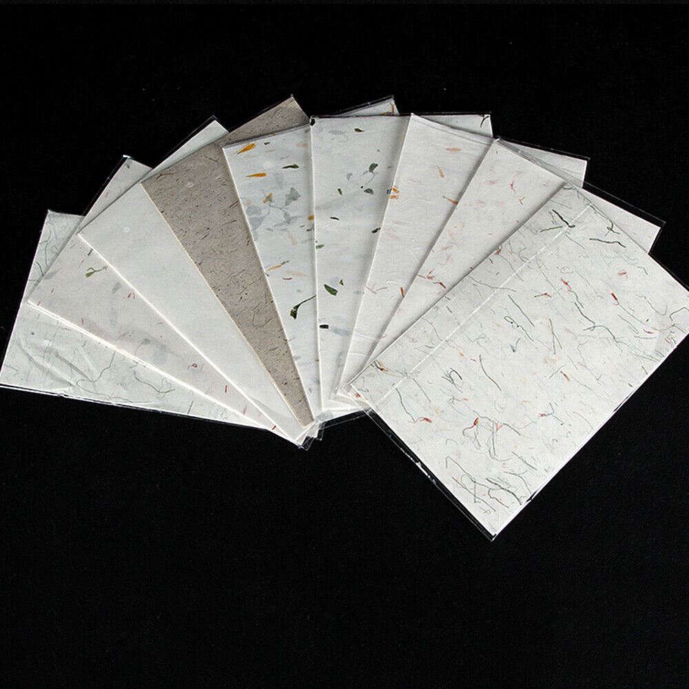 10PC Chinese XUAN Paper Calligraphy Handmade Flower Leaf Writing Letter Painting