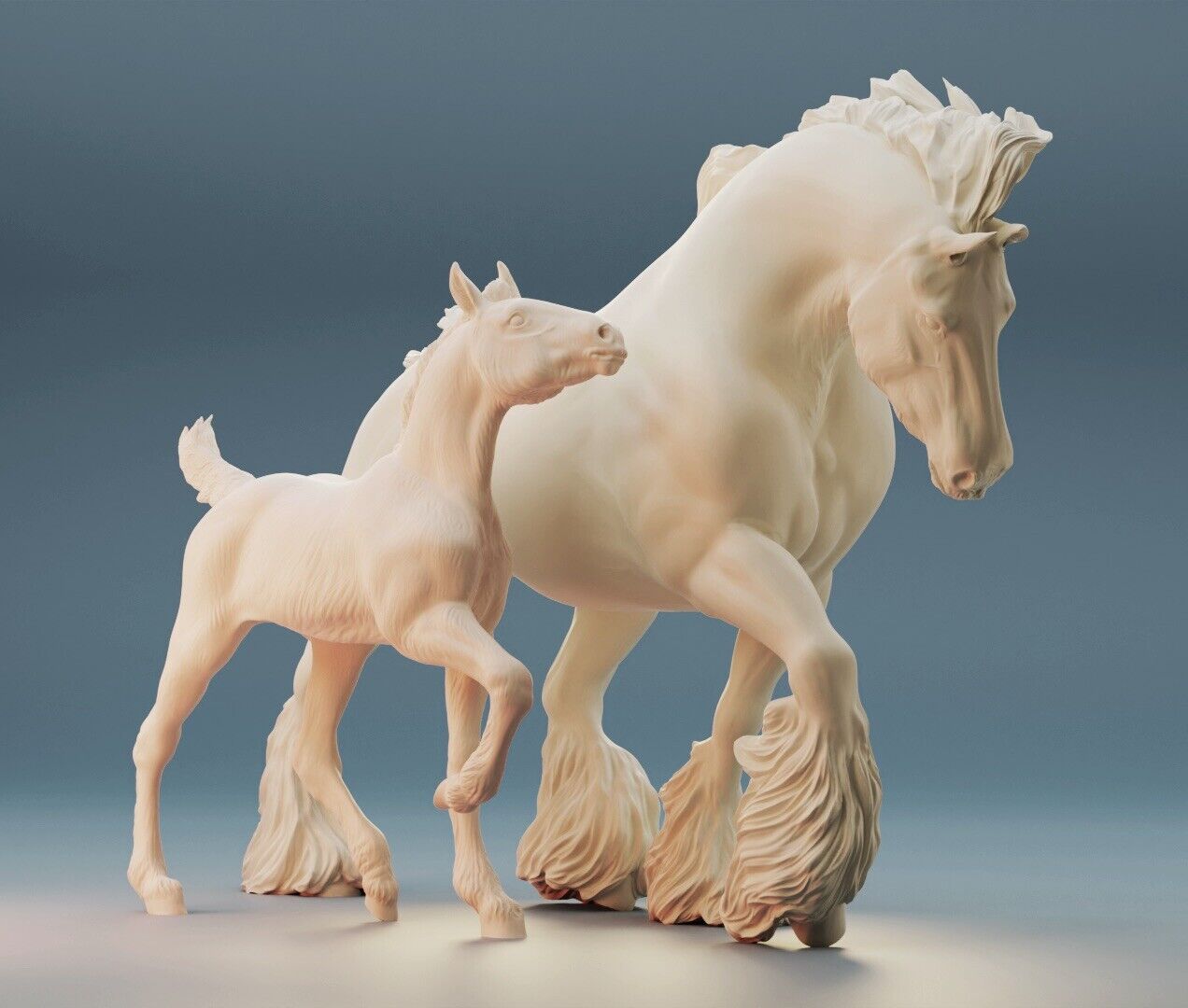 Breyer resin Model Horse Shire Horse Mare And Filly - White Resin Ready To Paint