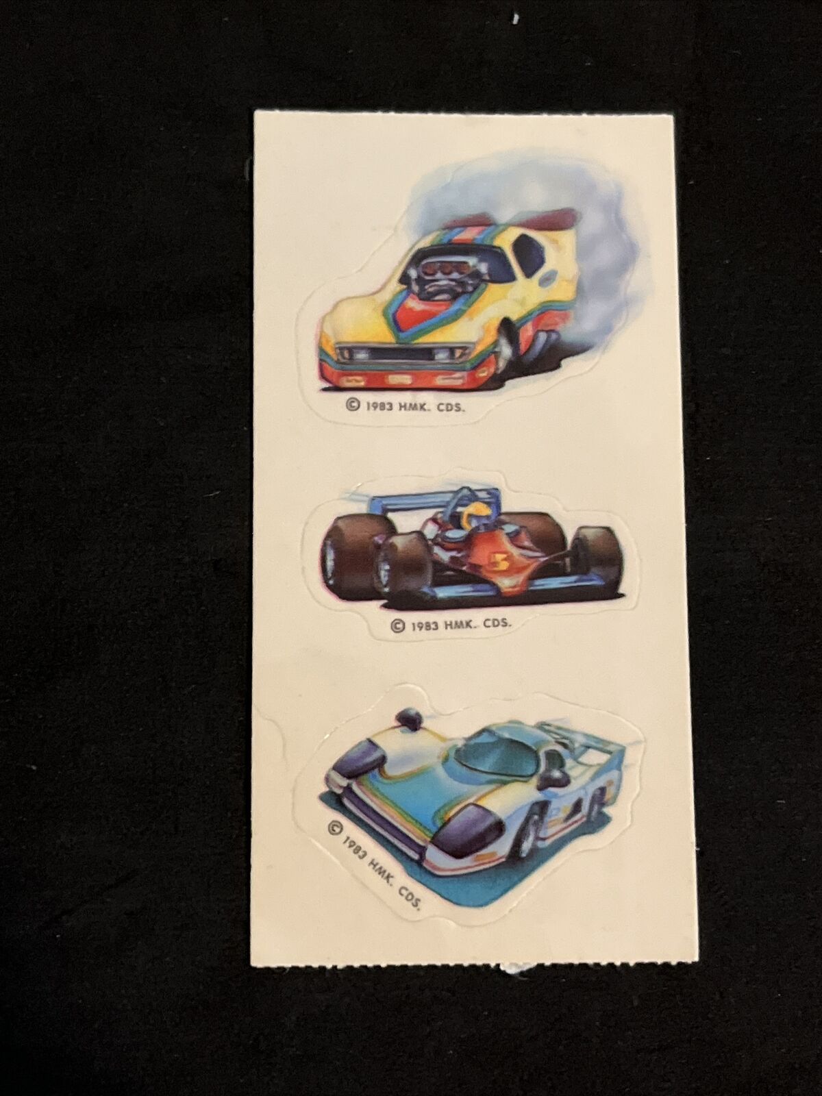 Vintage 80’s Hallmark RACE CARS Sticker Strip- Rare & HTF