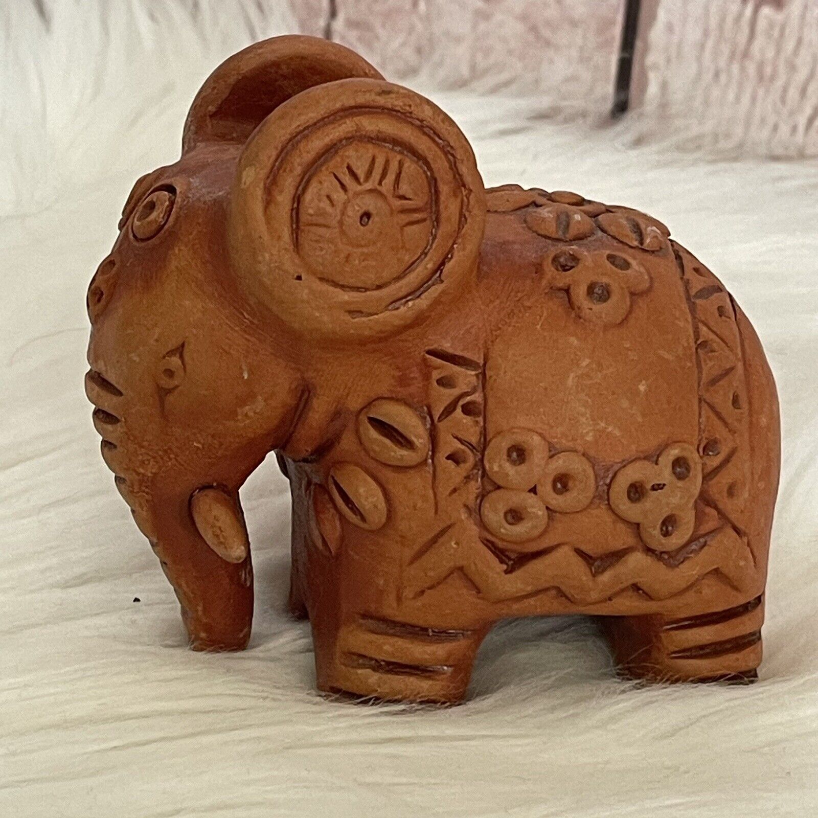 Sandalwood Carved Elephant Figure Statue Mini