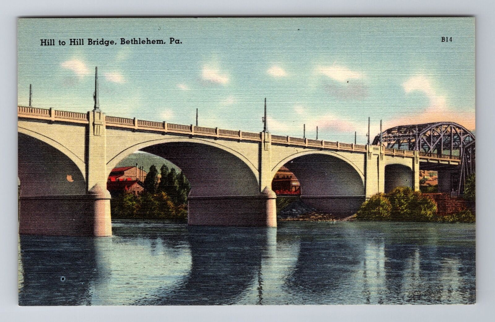 Bethlehem PA-Pennsylvania, Hill To Hill Bridge, Antique, Vintage Postcard
