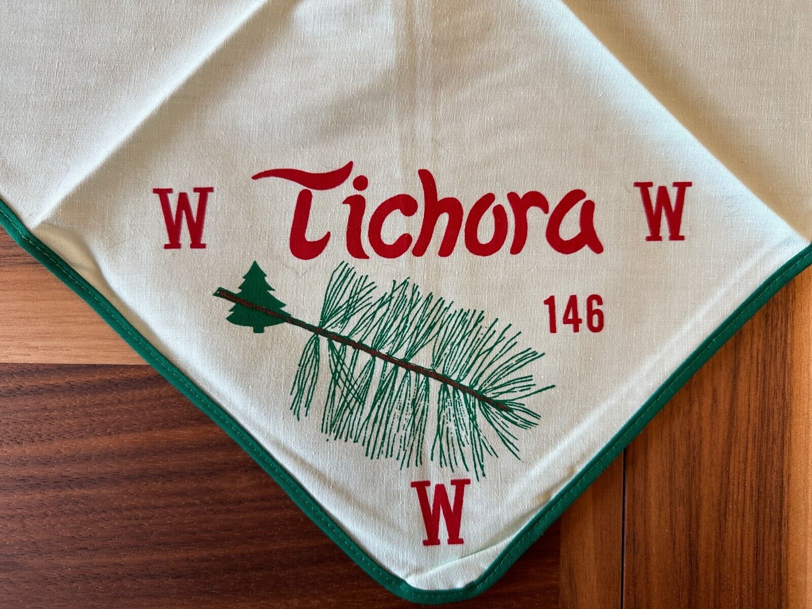 Vintage Dk Brown Twig Tichora Lodge 146 Neckerchief Four Lakes Council OA WI