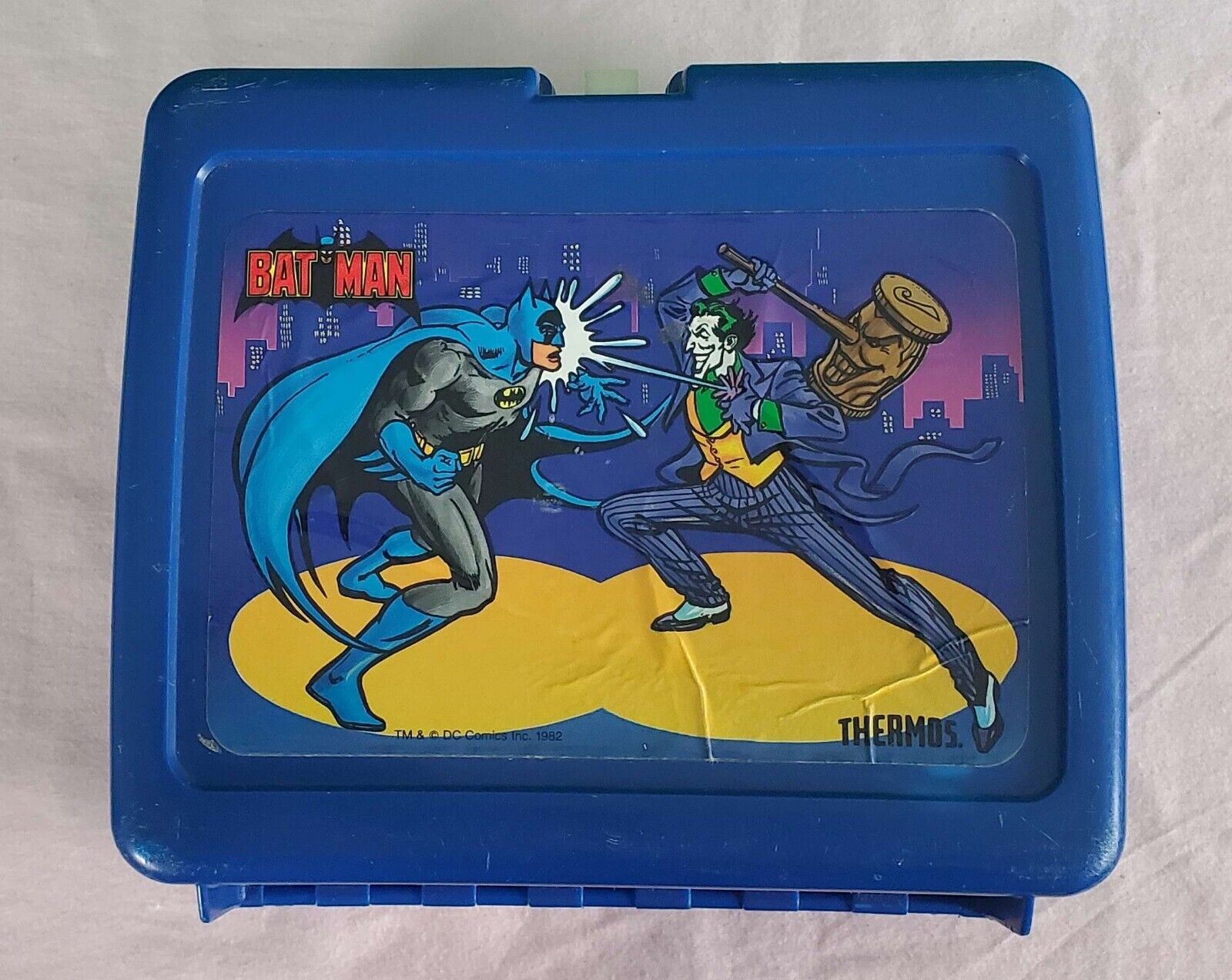 Vintage Lunch Box Batman Thermos Dc Comics 1982 Plastic
