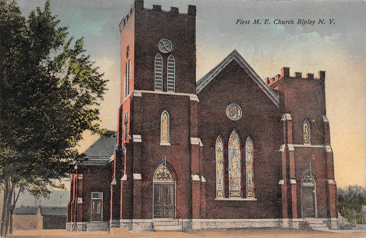 Ripley, NY New York  FIRST ME CHURCH Chautauqua County ca1910\'s Vintage Postcard