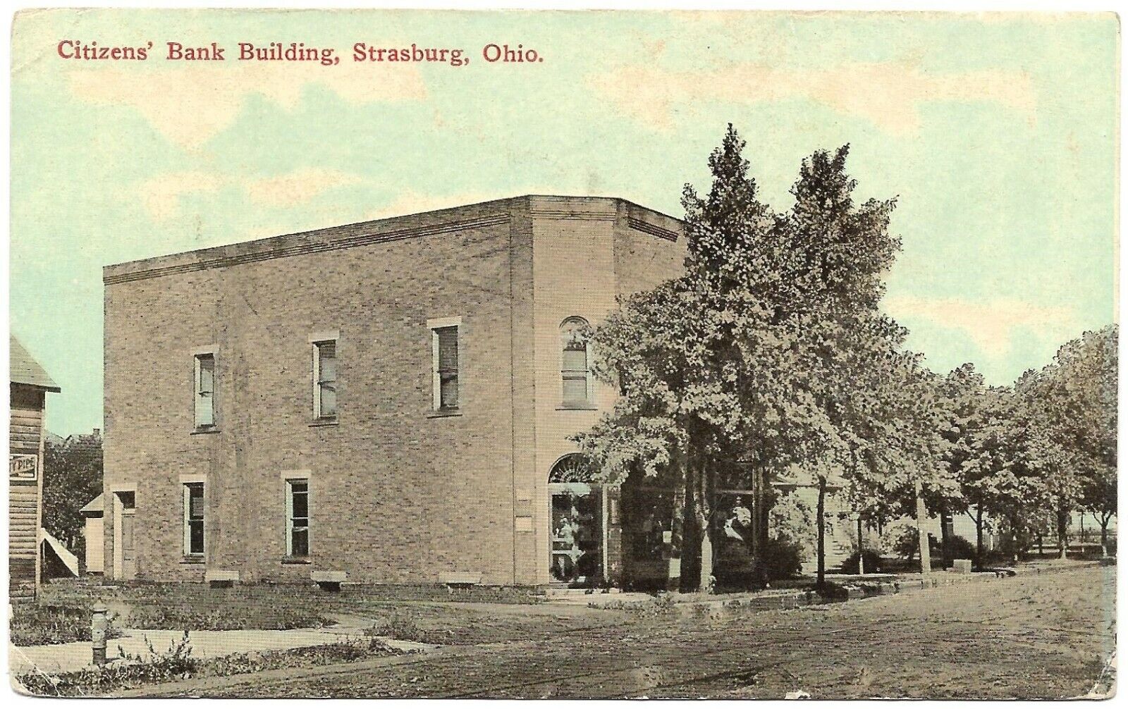 1914 Strasburg Ohio Postcard Citizens' Bank Building Dundee Ohio Cleveland 