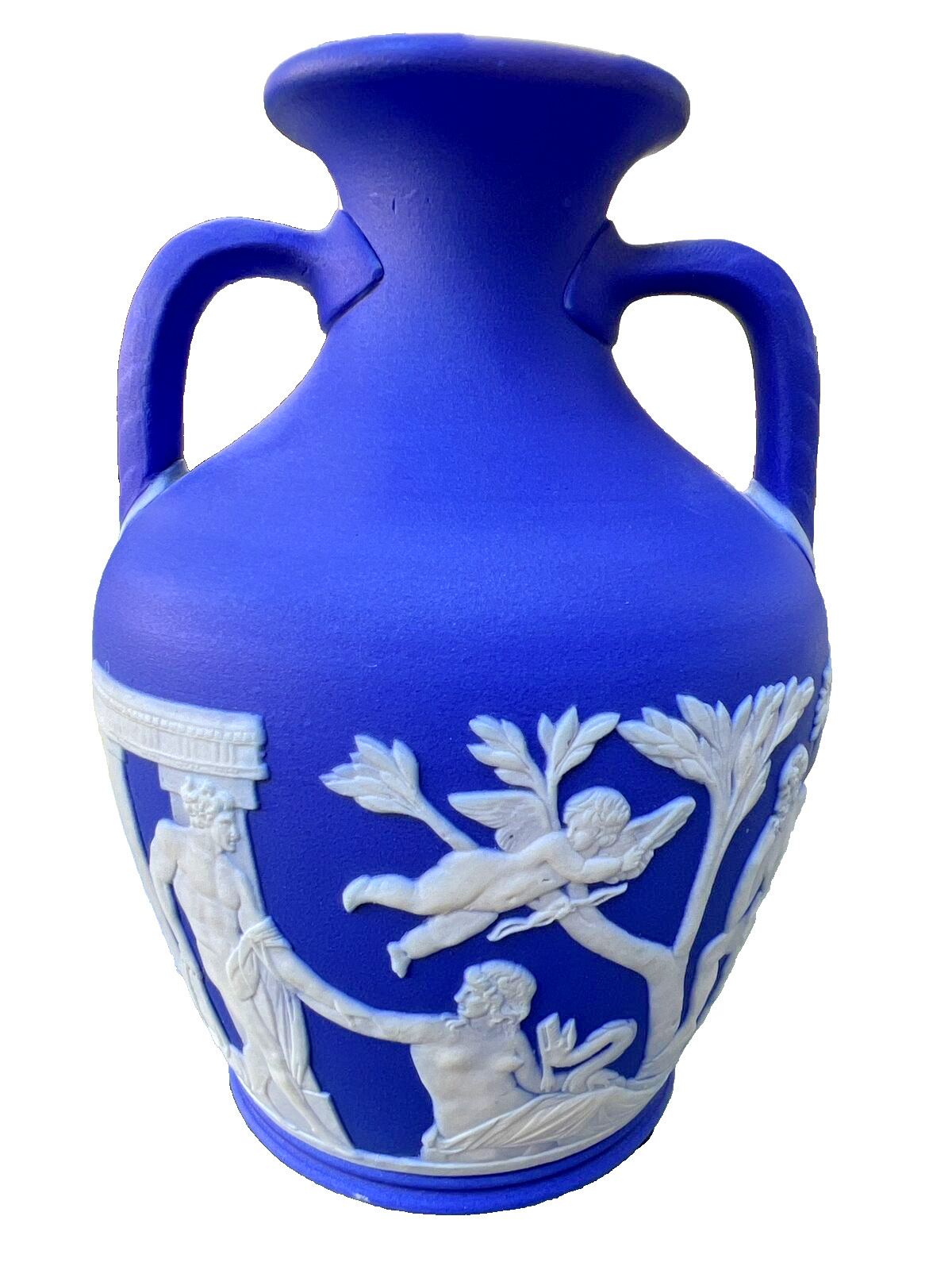 WEDGWOOD Antique White on Dark Blue Portland Vase 6\