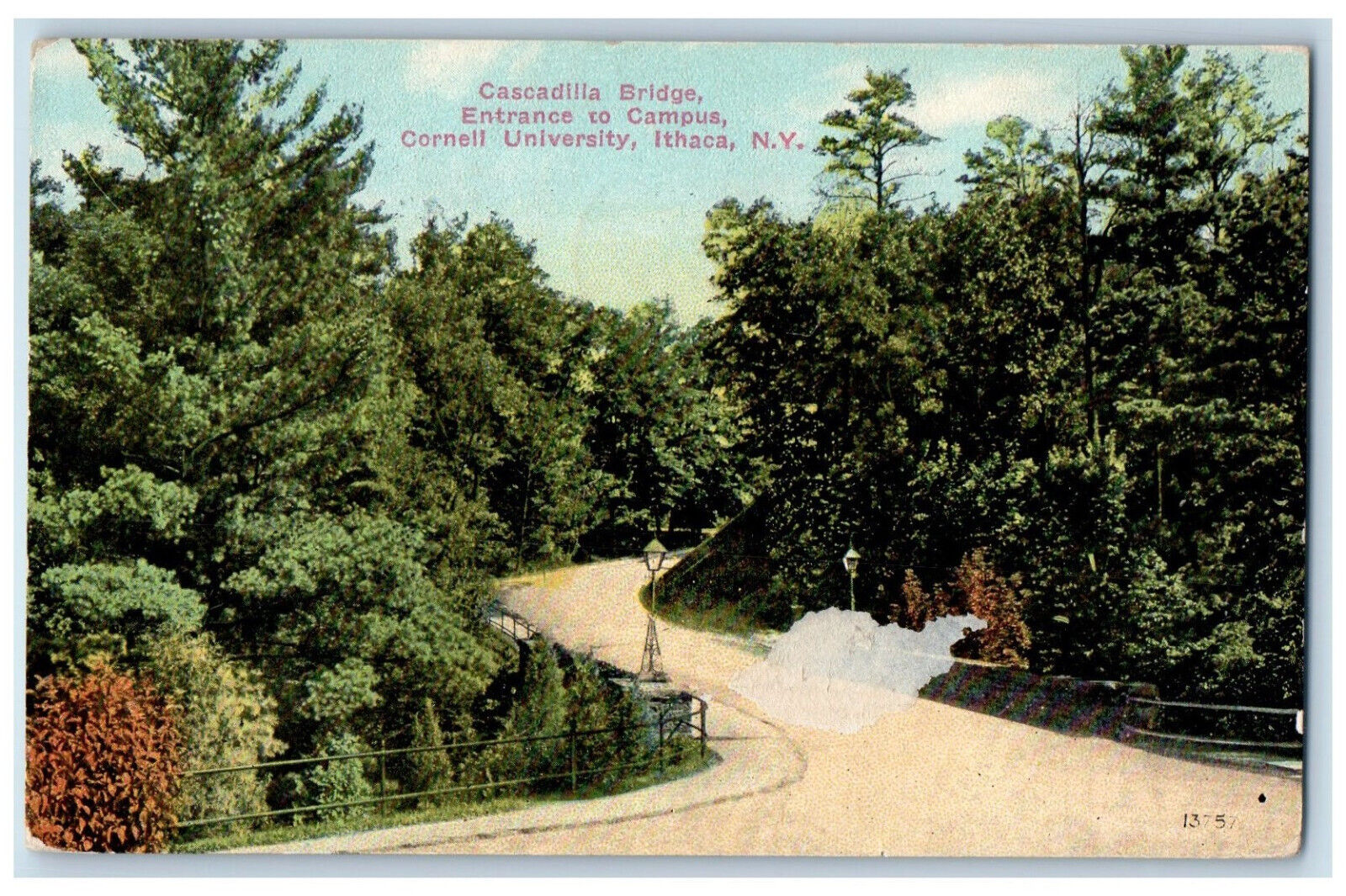 1911 Cascadilla Bridge Entrance to Campus Ithaca New York NY Postcard