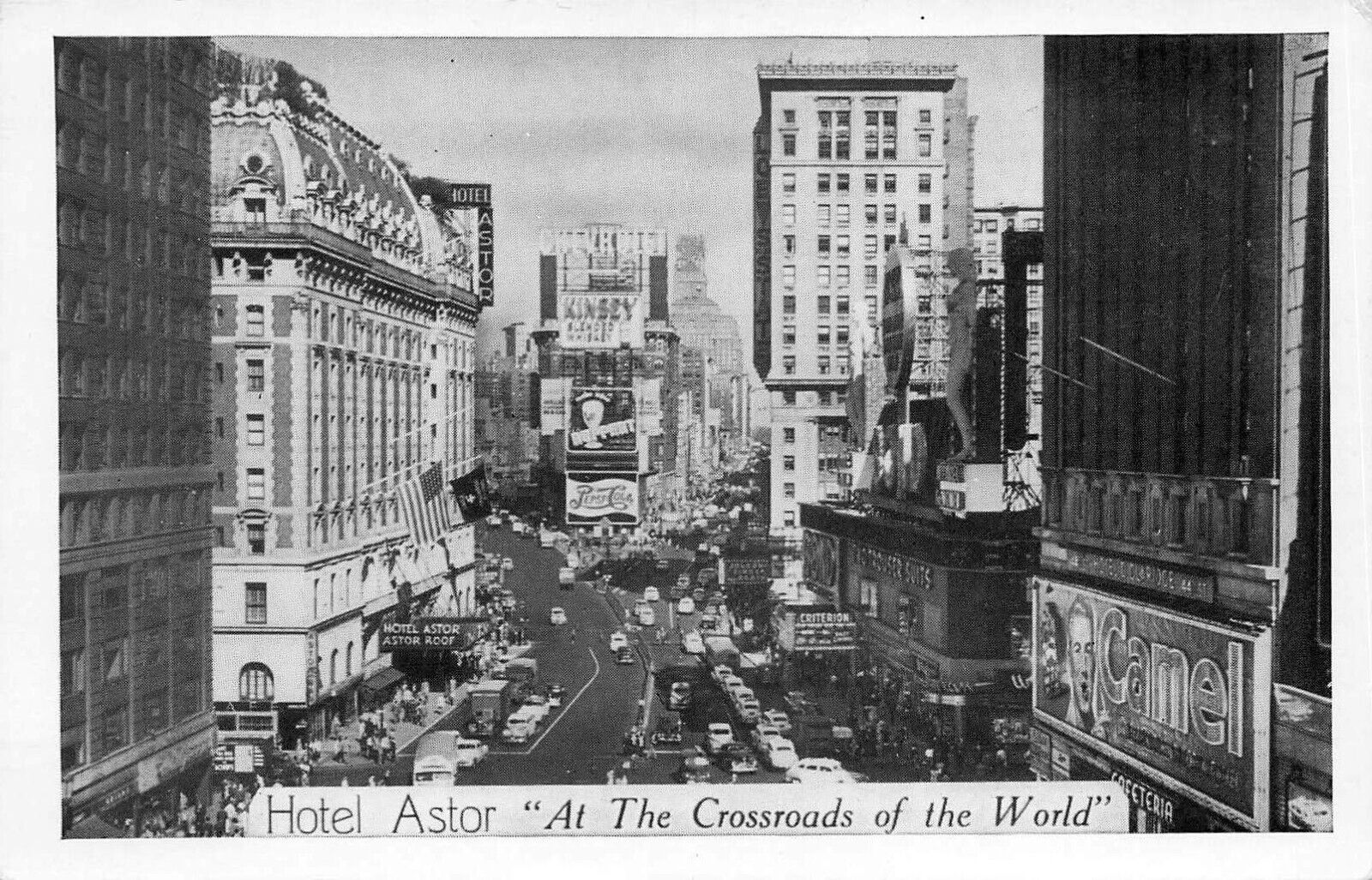 NEW YORK POSTCARD: AERIAL VIEW OF HOTEL ASTOR, NYC, NY