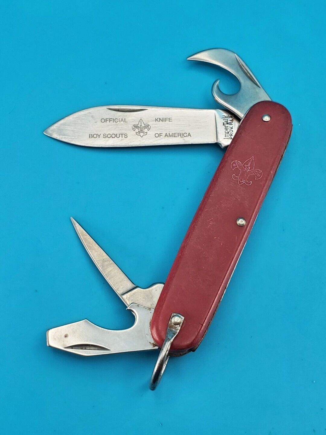 Vintage Imperial Prov R.I. USA Boy Scouts of America Multi Tool Red Pocket Knife