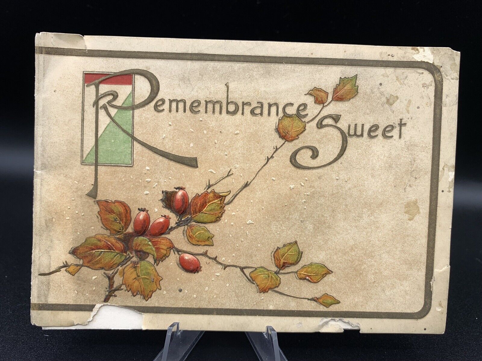 REMEMBRANCE SWEET - Antique New Years Card, unused, very old
