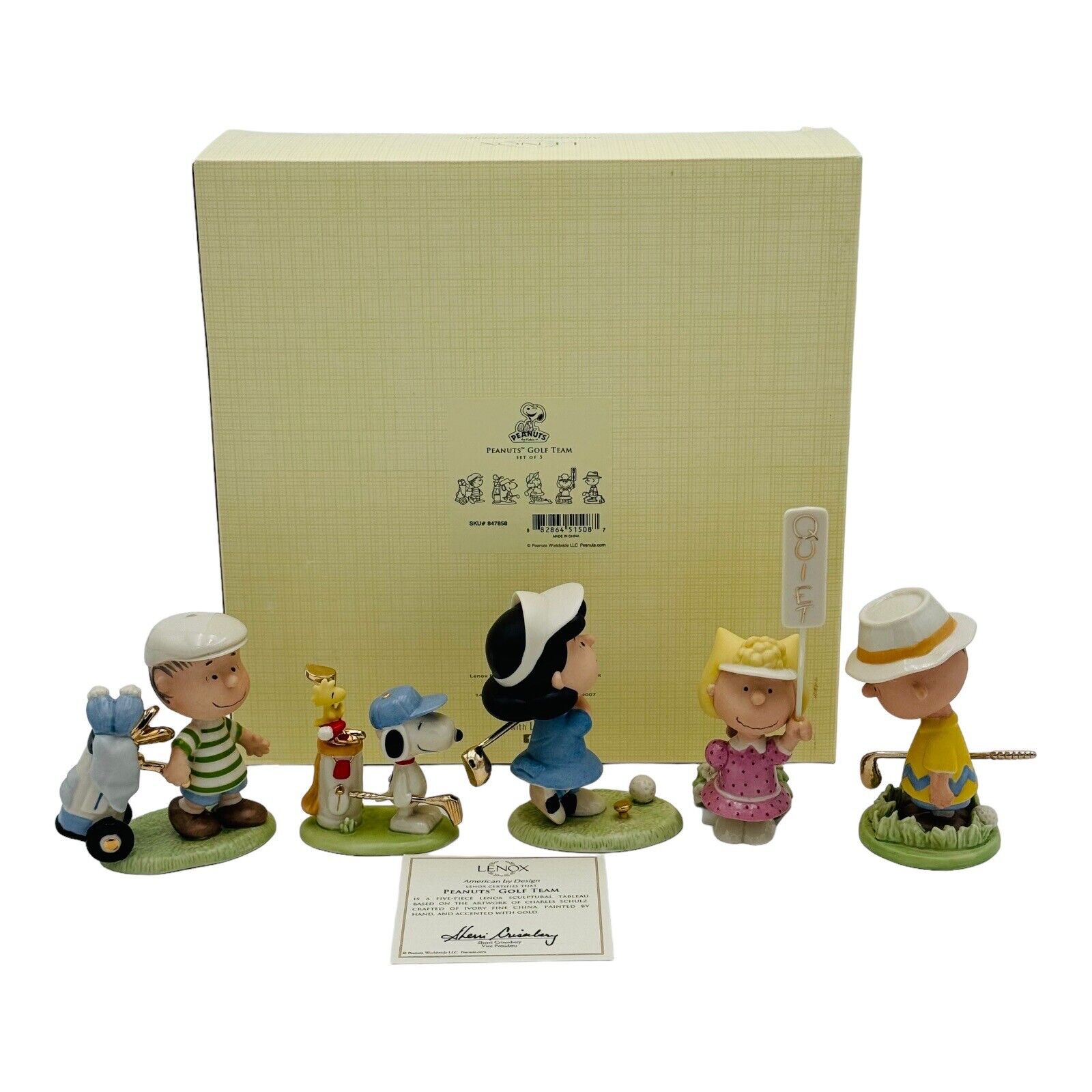 Lenox Peanuts Golf Team Set Of 5 Figurines Charlie Brown Lucy NEW IN BOX