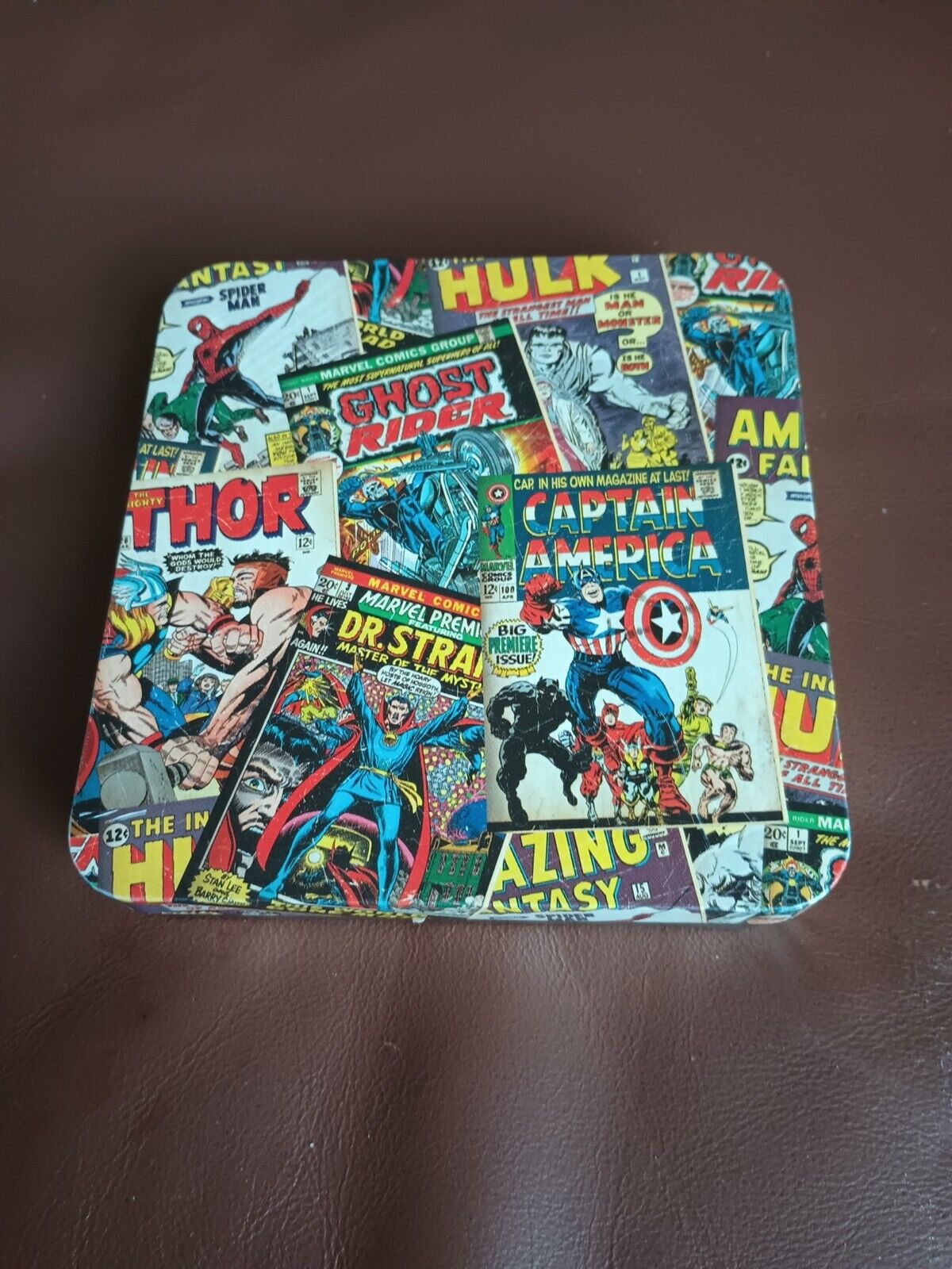 Marvel Superhero Tin  Box; 5” X 5” X 1” Exc.Cond. 