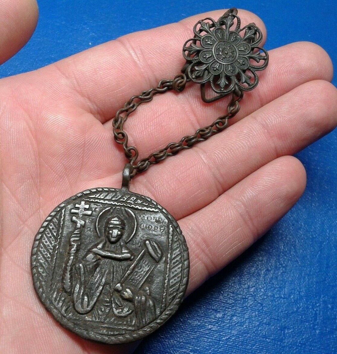 Ancient Bronze Religious Medallion. 