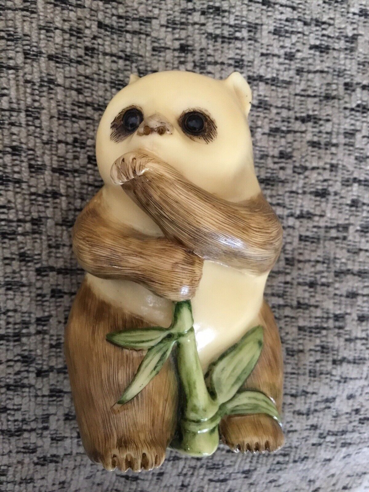 Vintage Rare Brown Panda Handcrafted Resin Okimono Figurine 3.5”