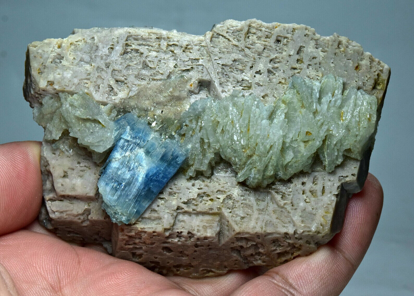 134 Gram Rare Vorobyevite Beryl Rosterite Crystal With Albite On Feldspar Matrix
