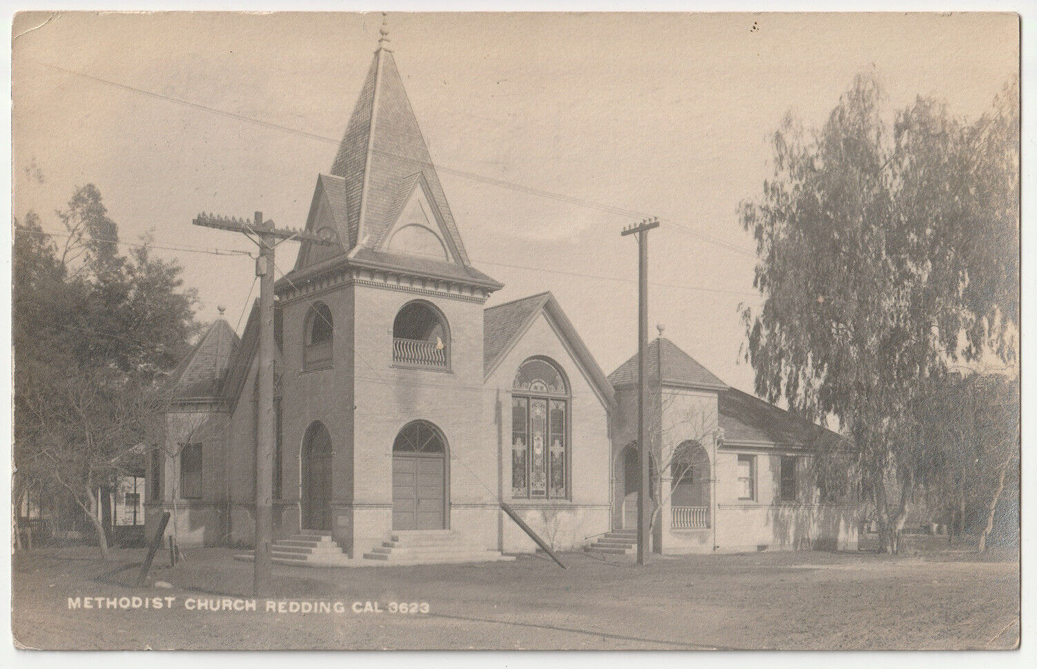 c1900s 1908 Methodist Church Redding California CA RPPC Postcard