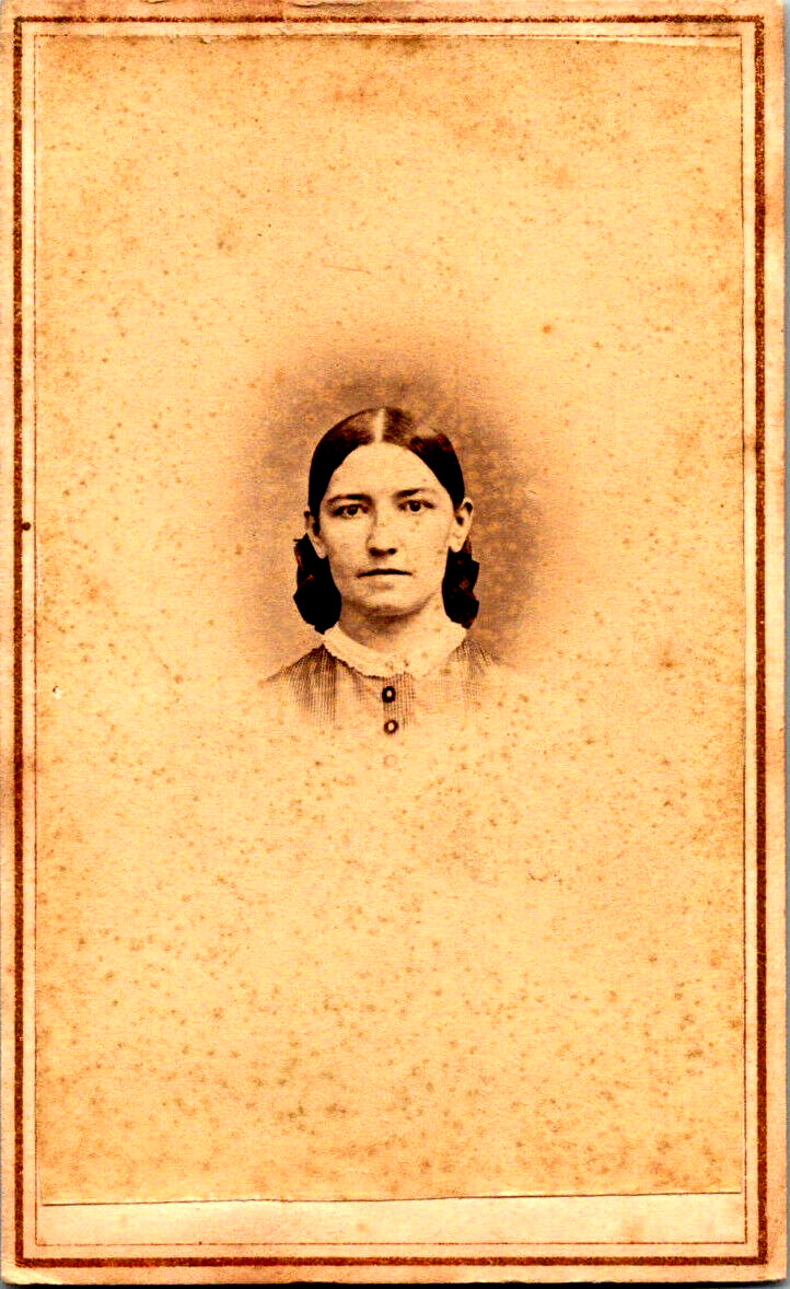 Antique  Circa 1860s CDV Photo Woman Civil War Revenue Stamp Hand cancelled