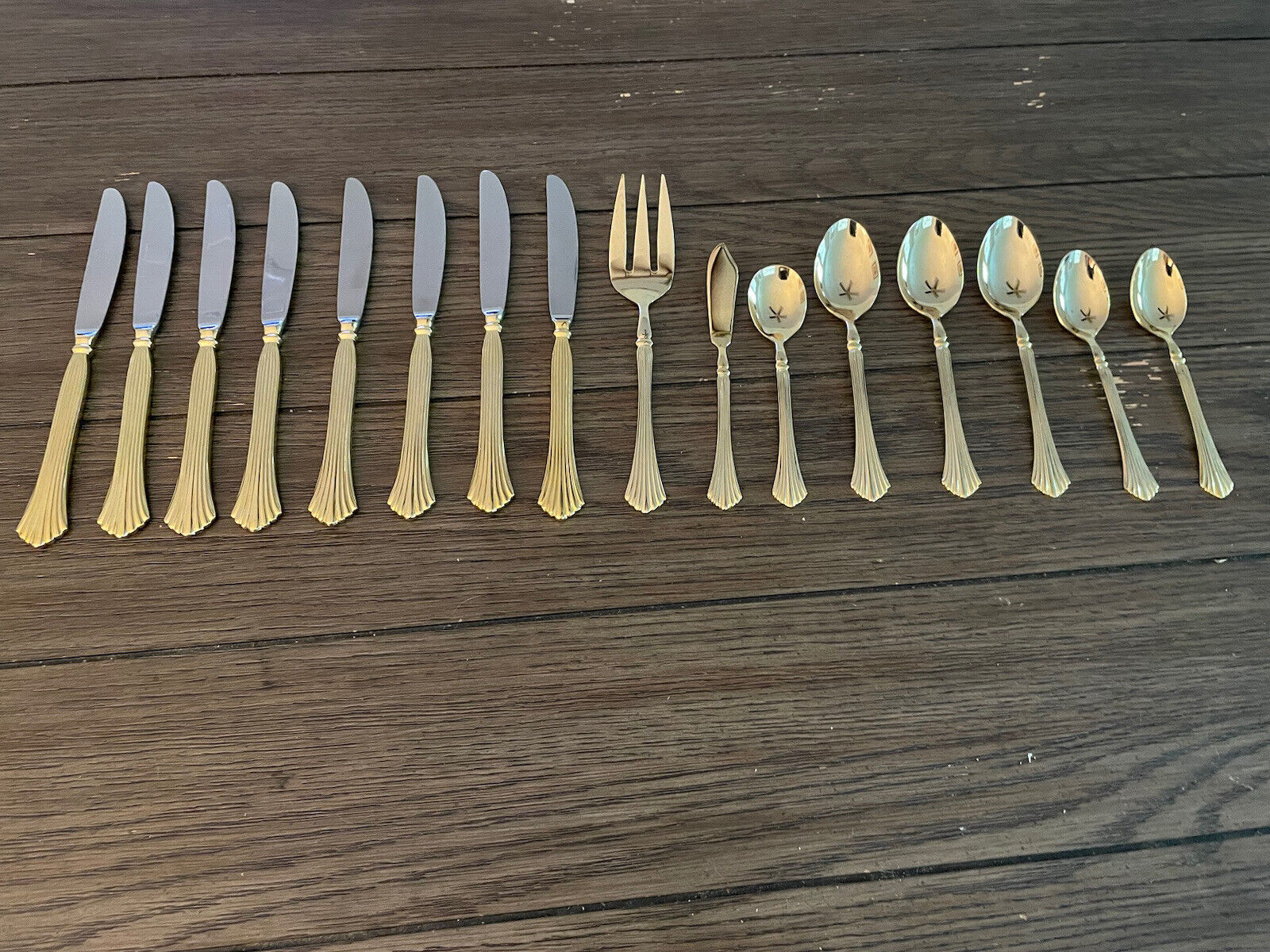 16 Pieces E.P. Gold Plated TOOLS OF THE TRADE Flatware Made In Korea