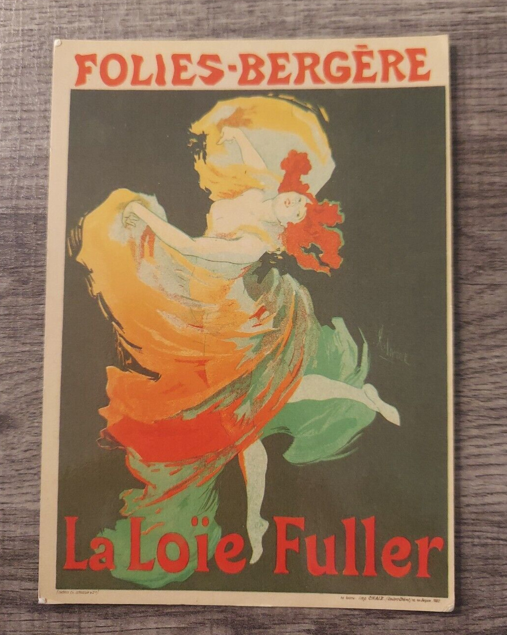 Vintage 1893 Folies-Bergere La Loie Fuller Advertising Postcard by Jules Cheret