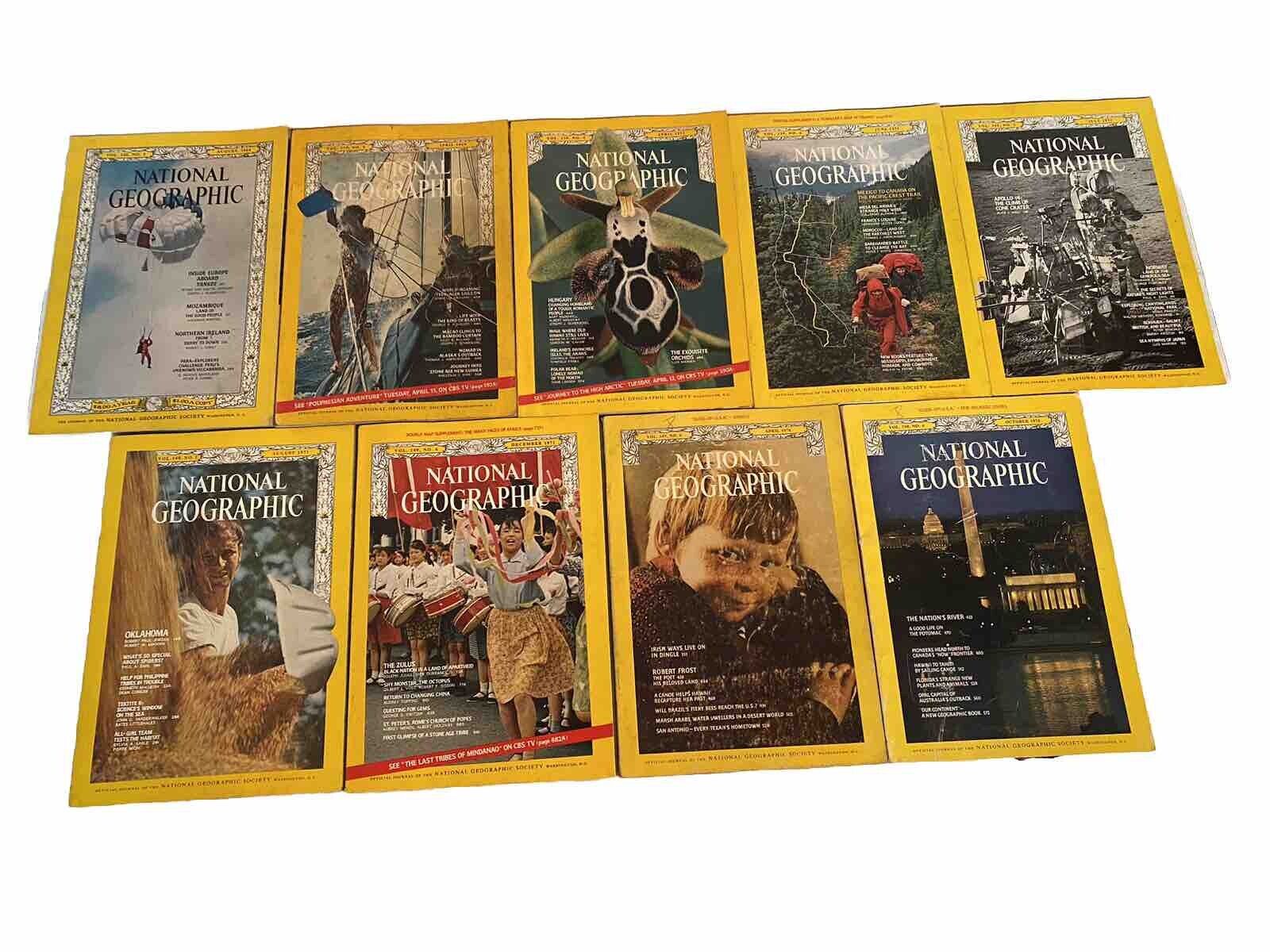 ⭐️Vintage 1964, 69, 71, 76 National Geographic Magazine Lot Of 9⭐️