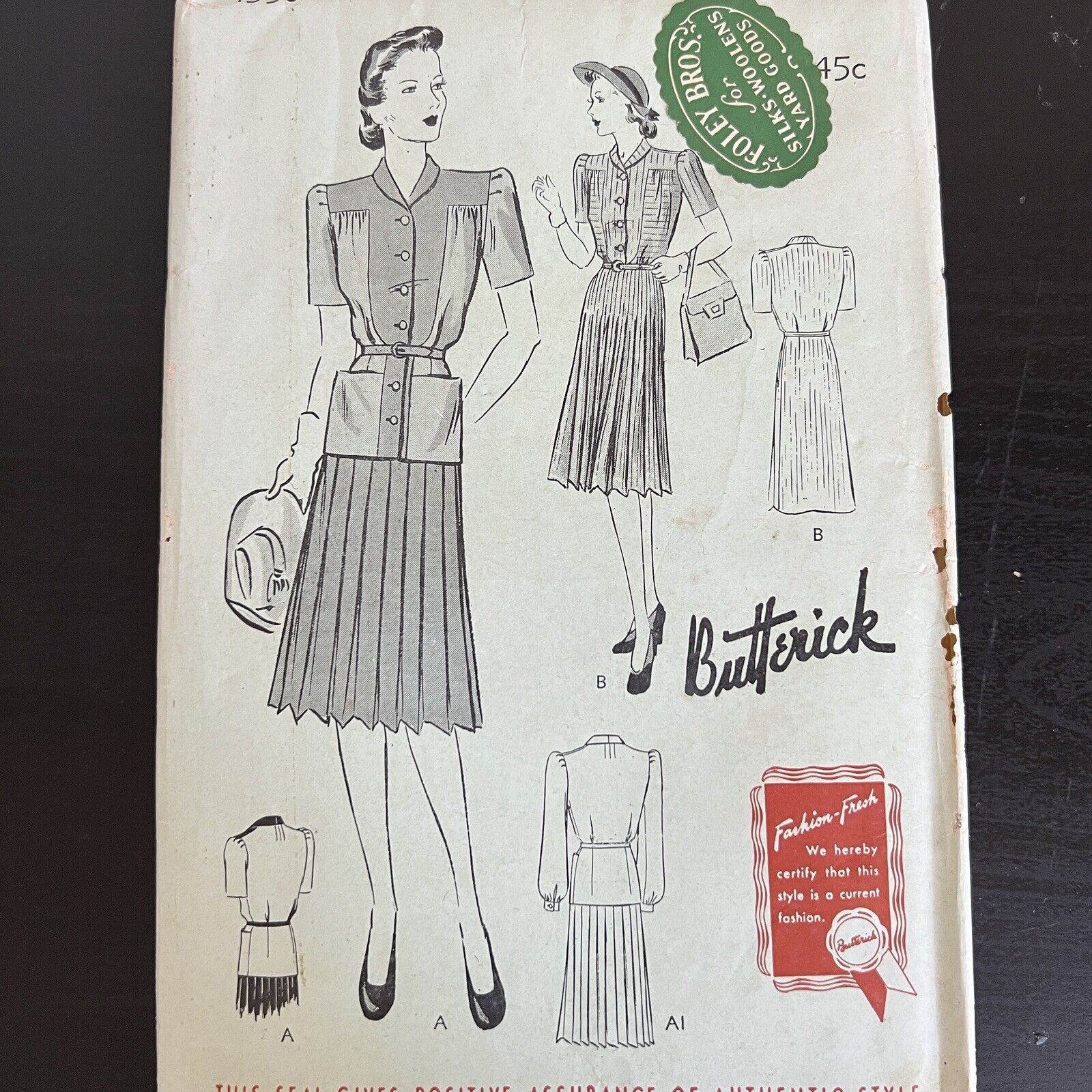 Vintage 1930s Butterick 1350 Dress or Skirt + Top Sewing Pattern 14 XS/S UNCUT