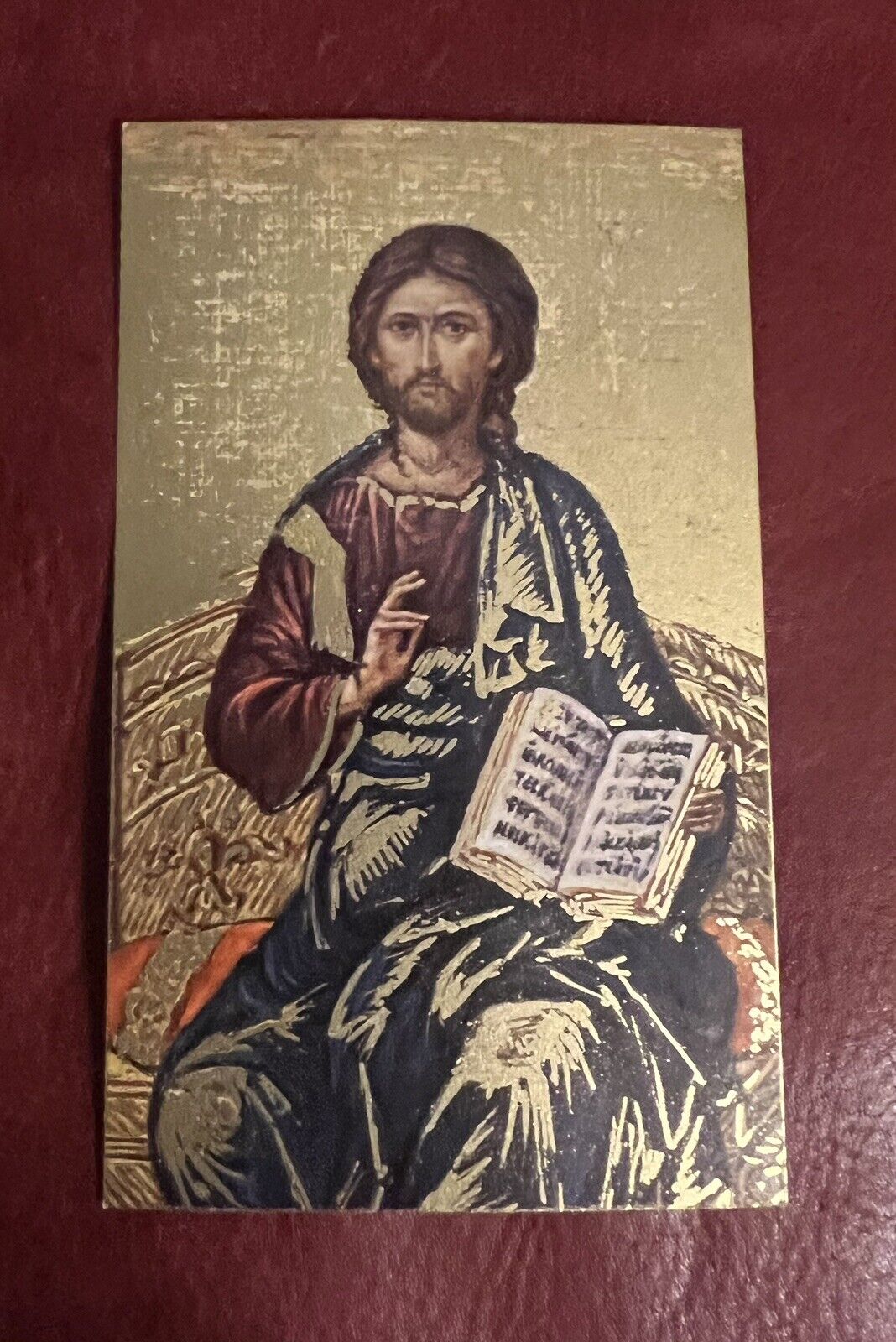 Vintage Catholic Holy Card - Christ Pantocrator Gilded Icon