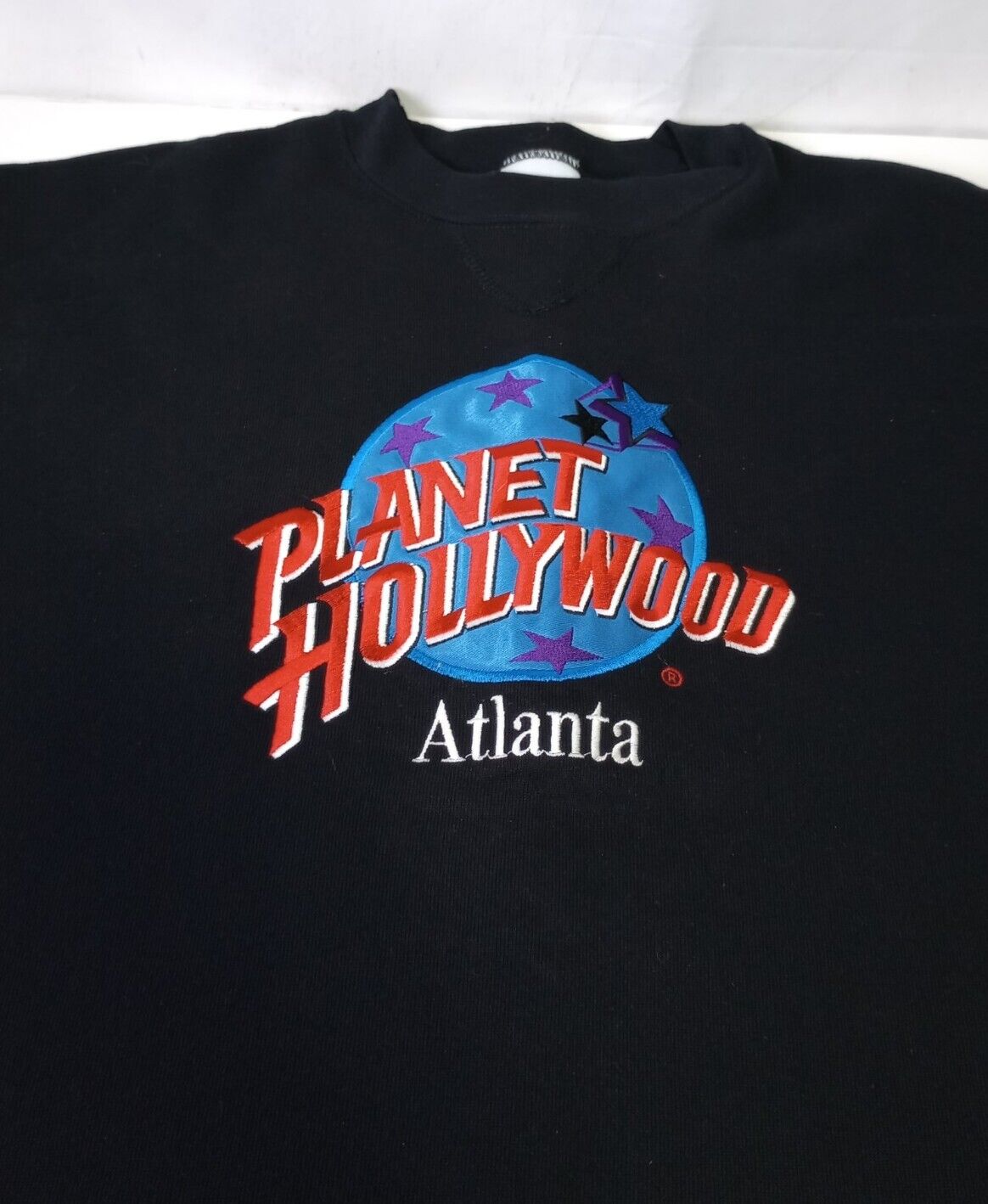 VTG 90s Planet Hollywood Atlanta Sweatshirt Black Sz XL Embroidered Made USA