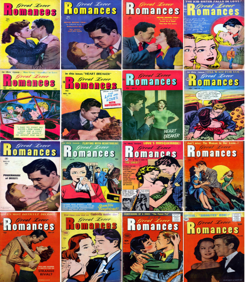 1951 - 1955 Great Lover Romances Comic Book Package - 16 eBooks on CD