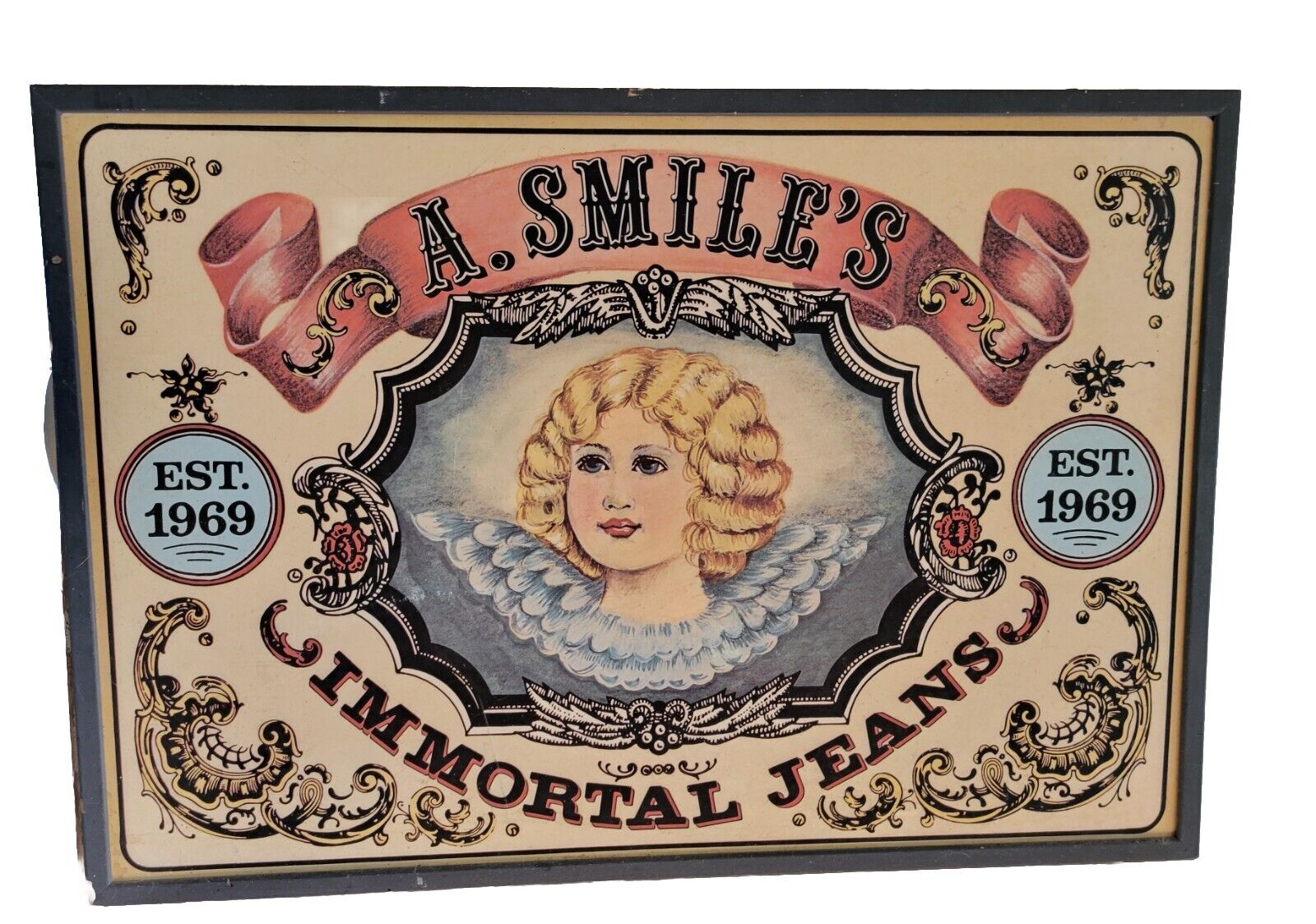 Rare Vintage A.Smile’s Immortal Jeans Original  Framed Promo Art Poster 35\
