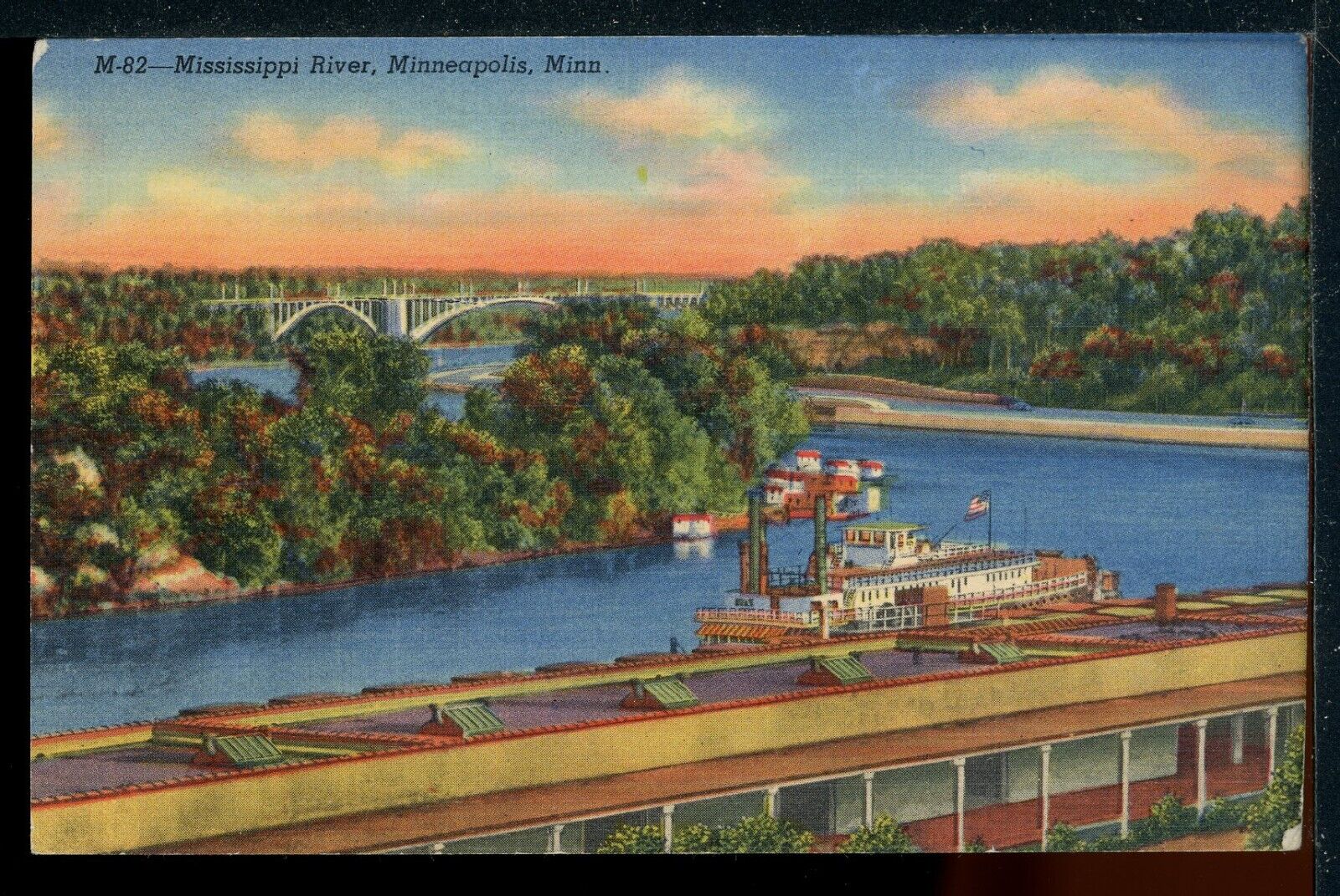 1950s Mississippi River Minneapolis Minnesota Vintage Postcard M1227