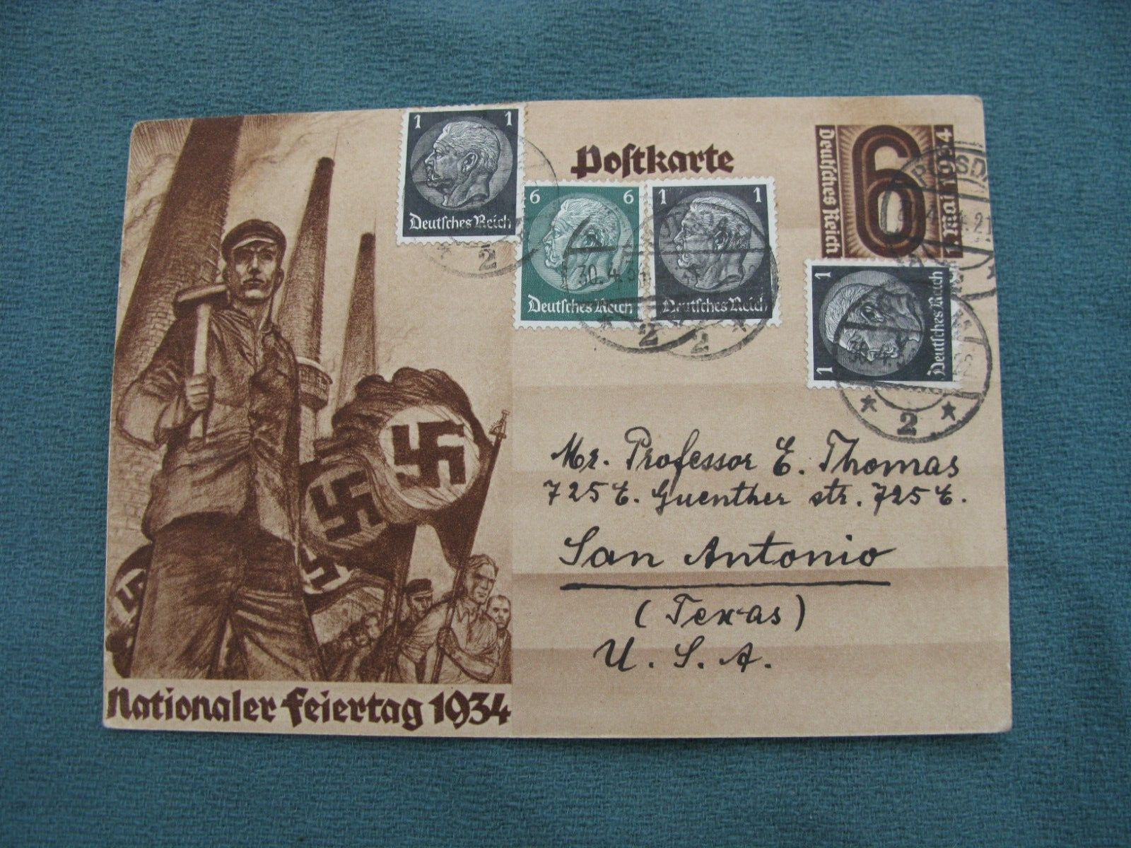 Vintage Postcard  German Nationaler Feiertag 1934 Poftkarte Germany