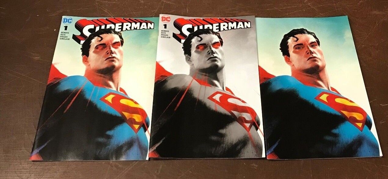 3x SUPERMAN 1 FORBIDDEN PLANET JETPACK COMICS JOSH MIDDLETON VAR; A B C Bendis