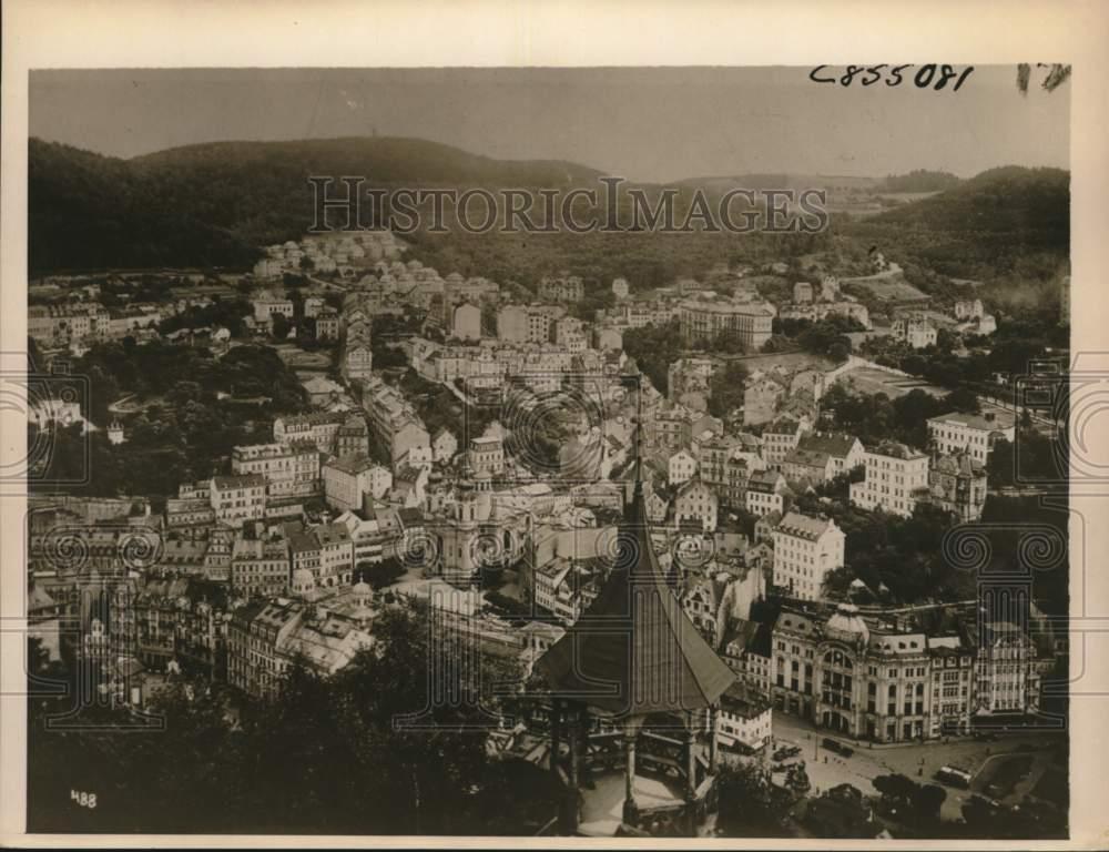 1938 Press Photo Carlsbad, Czechoslovakia, principal city in Sudeten area.