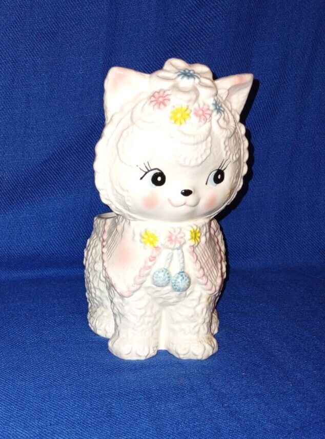 Vintage Napco Ware Nursery Baby Gift Kitty Cat Planter. Pastel Never used