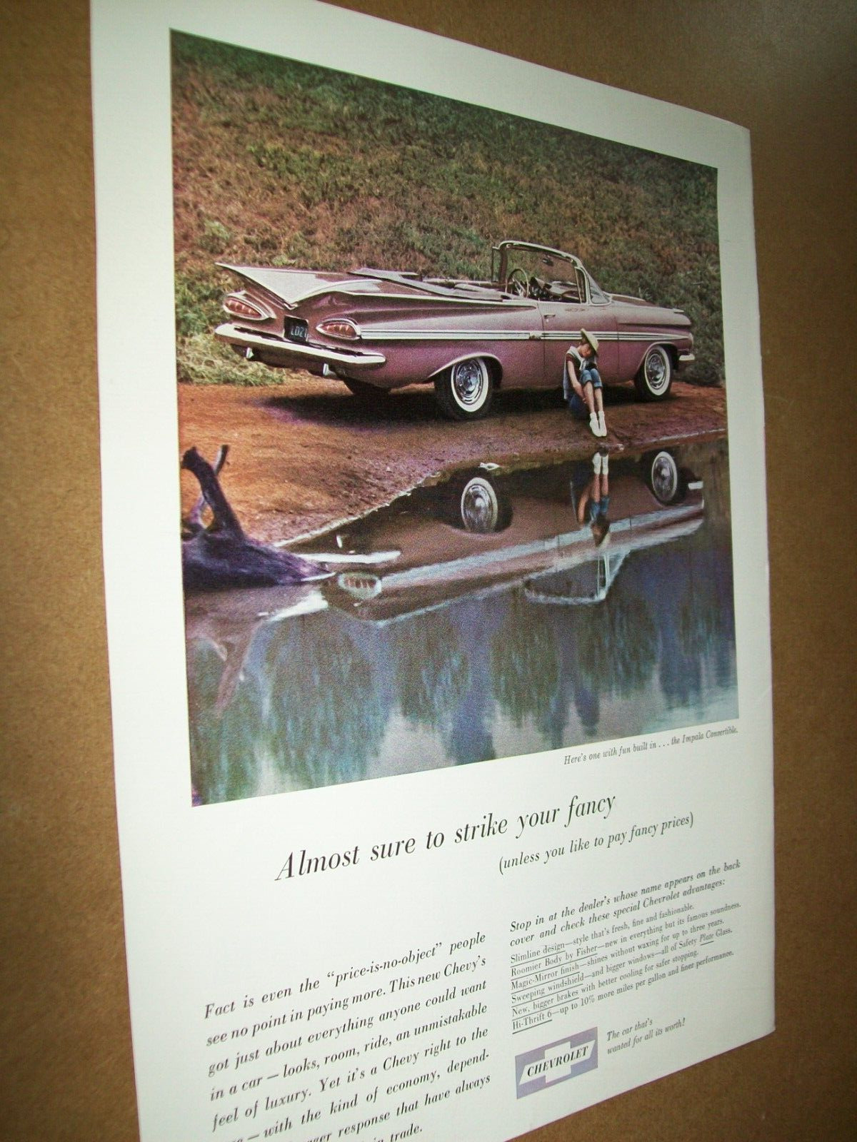 mid-size-mag car ad - 1959 Chevy Impala convertible - very good