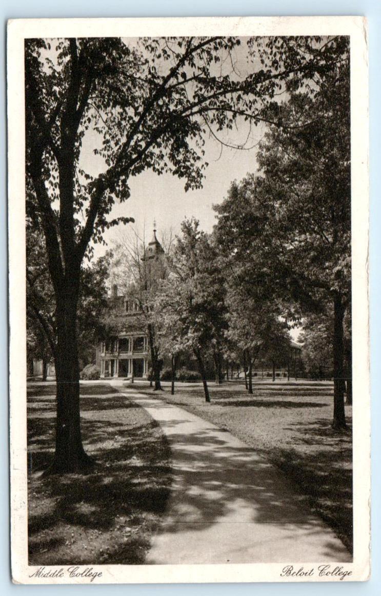 BELOIT COLLEGE, Wisconsin WI ~ Campus MIDDLE COLLEGE 1943 Rock County Postcard