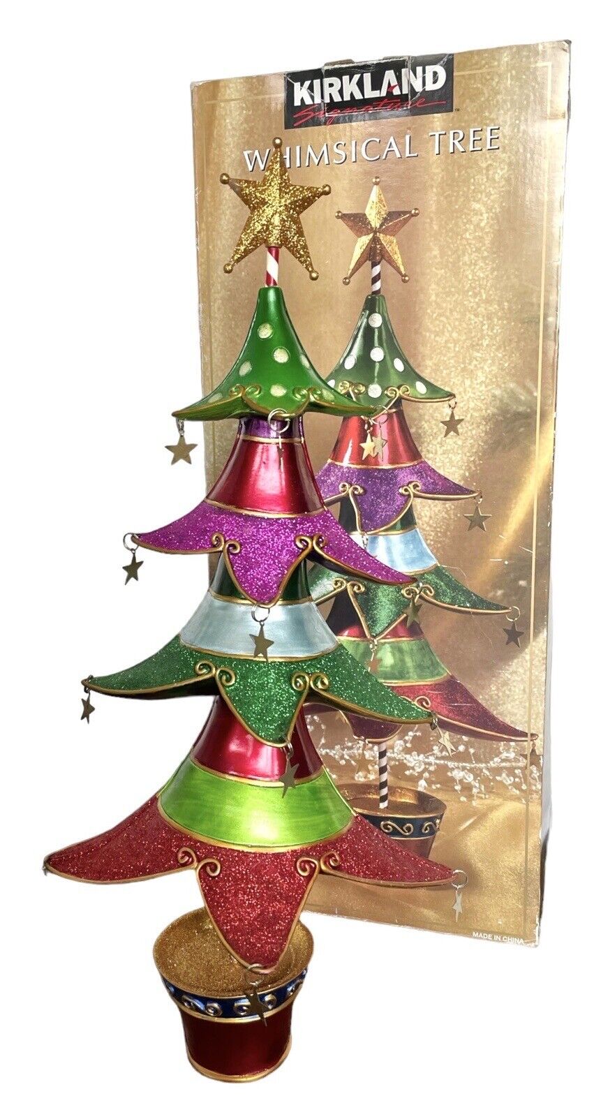 Vtg Kirkland Multicolored WHIMSICAL TREE Christmas Decor Holiday Collectible 20”