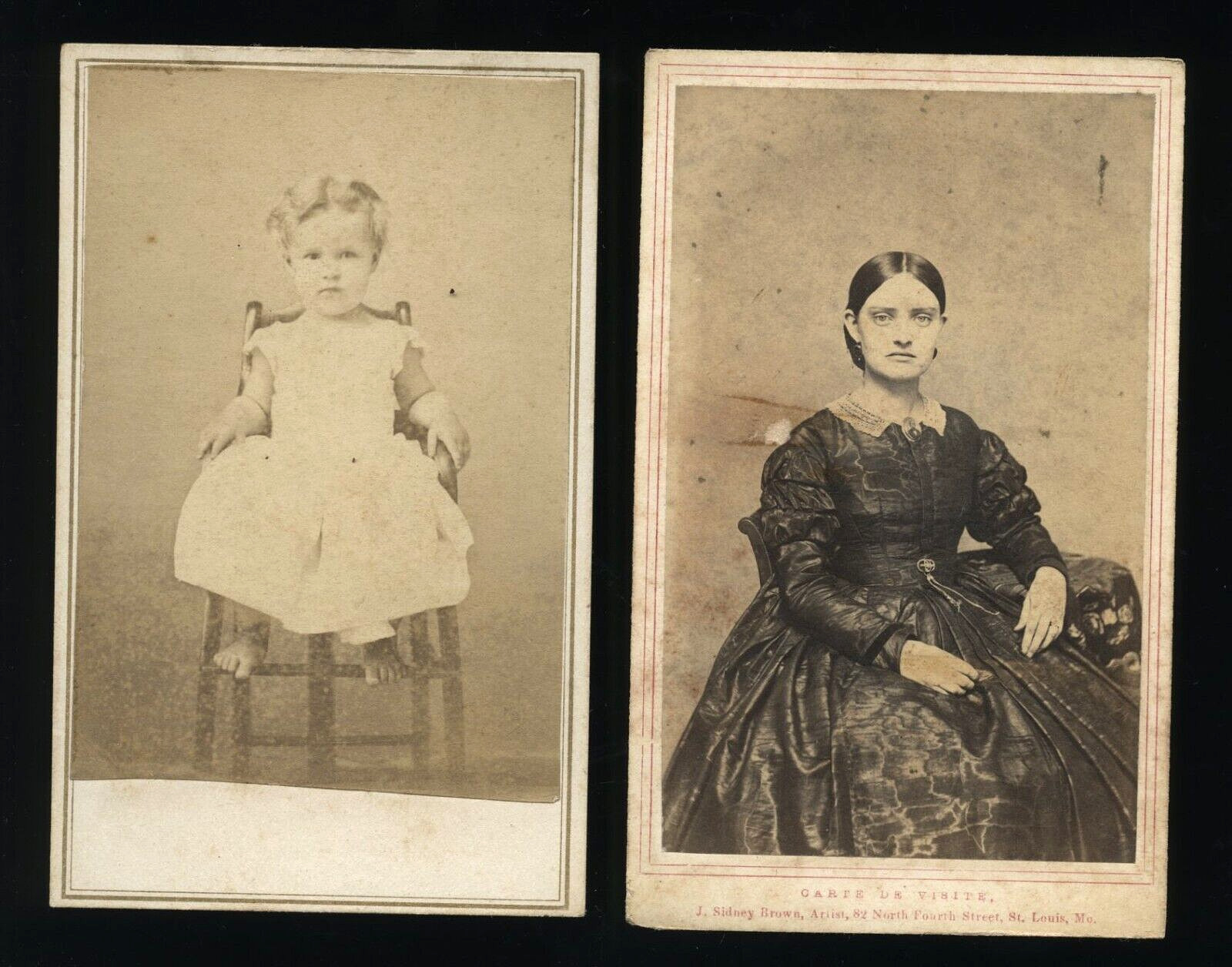 lot of 2 1860s cdv photos tennessee woman and child boyd & heard family 1800s