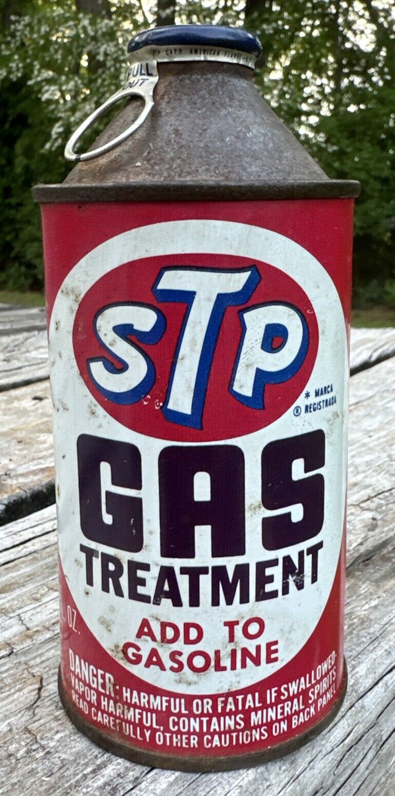 Vintage STP Gas Treatment Domed Metal Can~Oil 1970’s~NOS