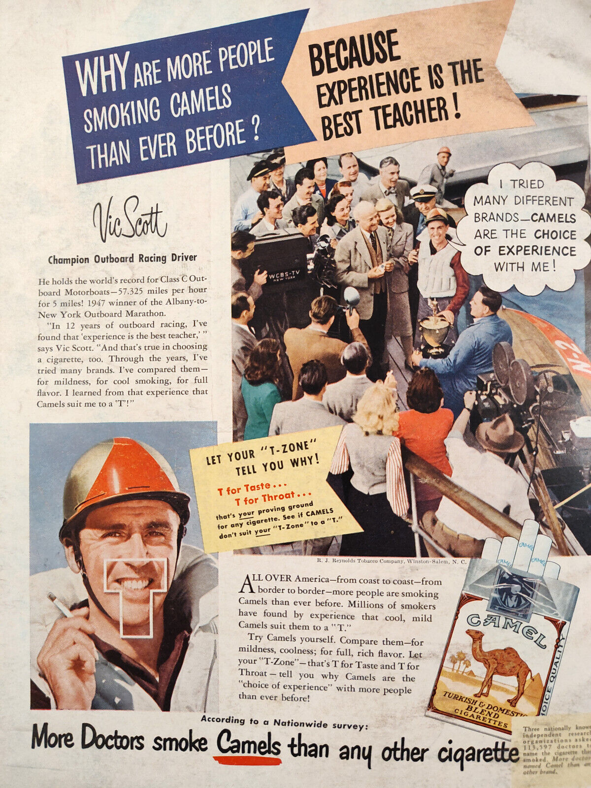 1948 Original Esquire Art Ad Advertisement Camel Cigarettes Featuring Vic Scott