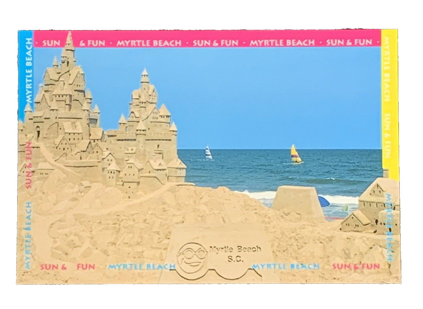 Greetings From Myrtle Beach South Carolina Sandcastles Postcard 1999 Unposted