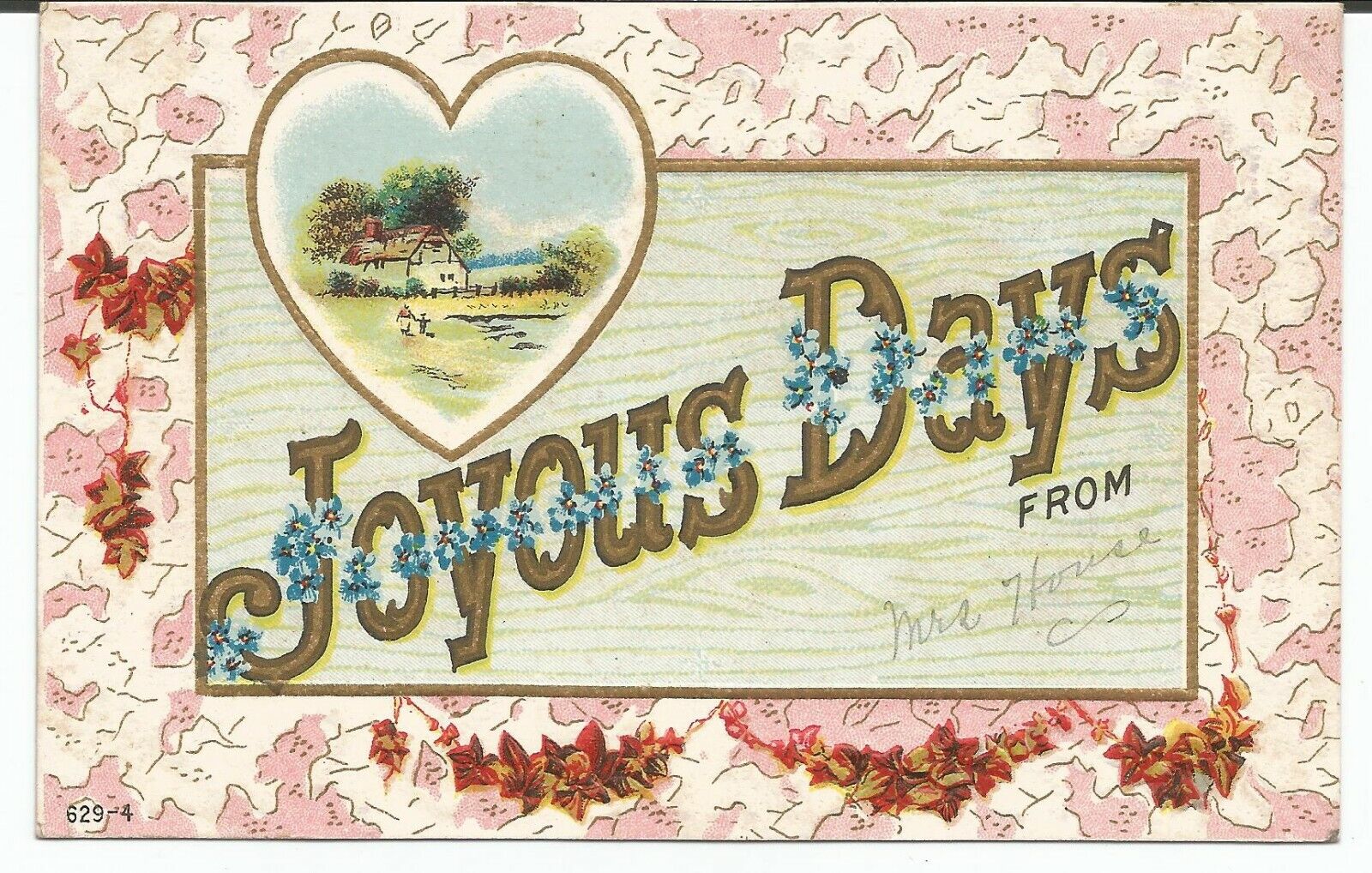 Vtg 1900s Birthday Joyous Days Unposted Vintage Postcard