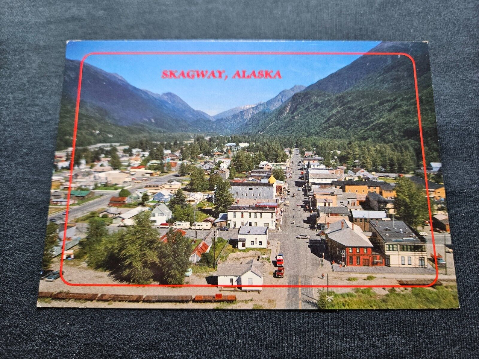 Postcard AK Alaska Skagway Low Birds Eye Aerial View