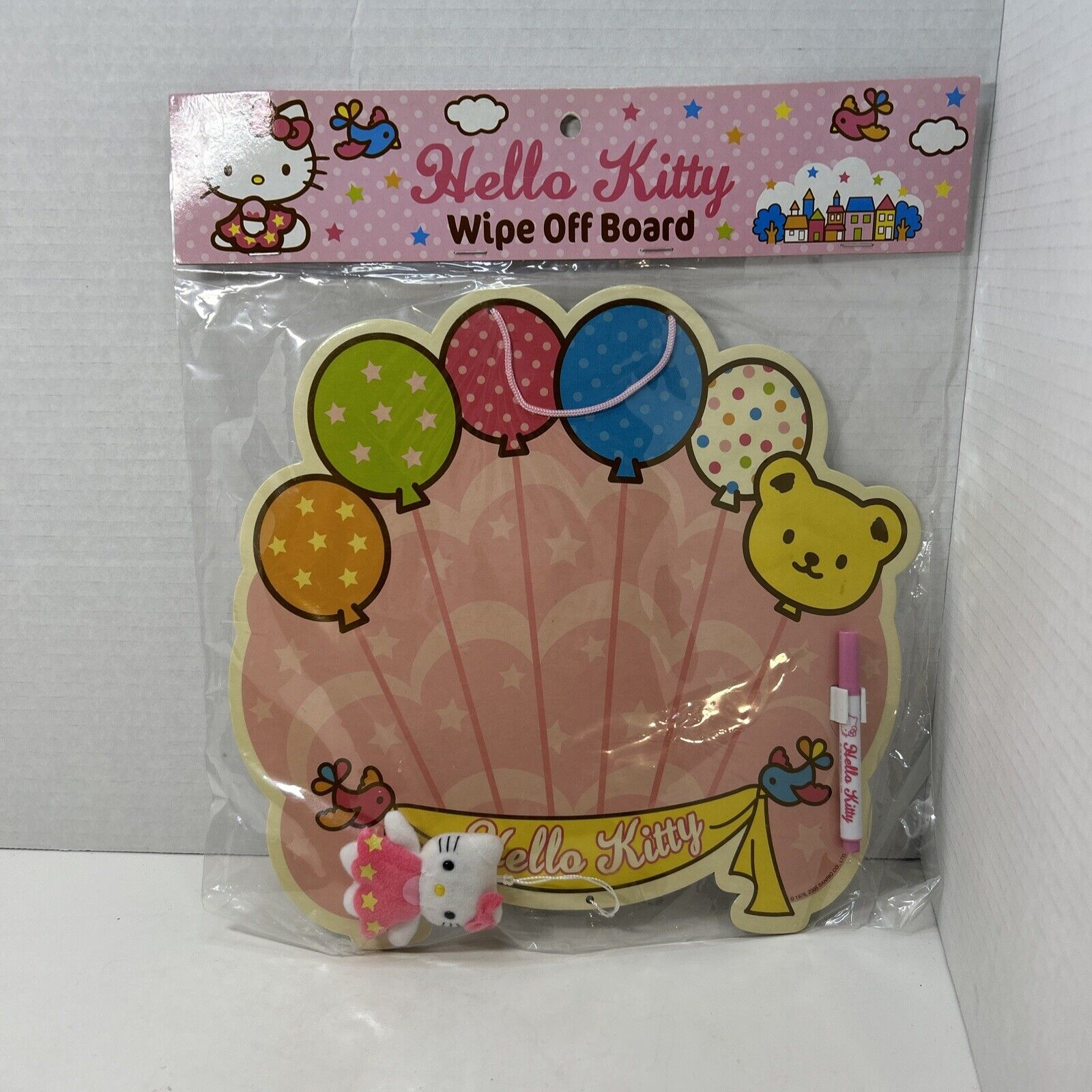 Hello Kitty Dry Erase/Wipe Off Board Ballon’s Pink Plush Eraser Sanrio 2005 NOS
