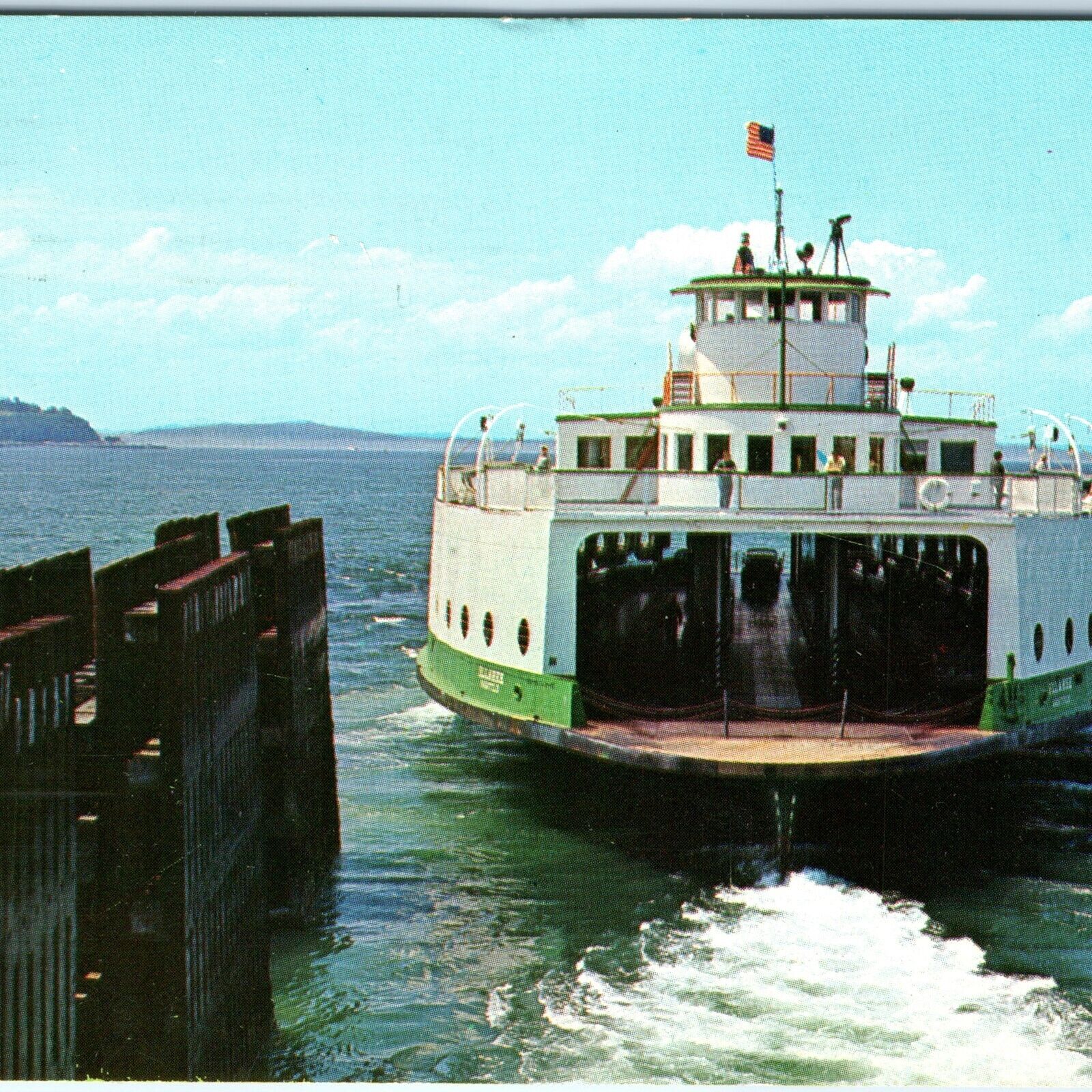 c1950s Seattle, WA Ferry MV Illahee to Winslow Bainbridge Chrome Photo PC A152