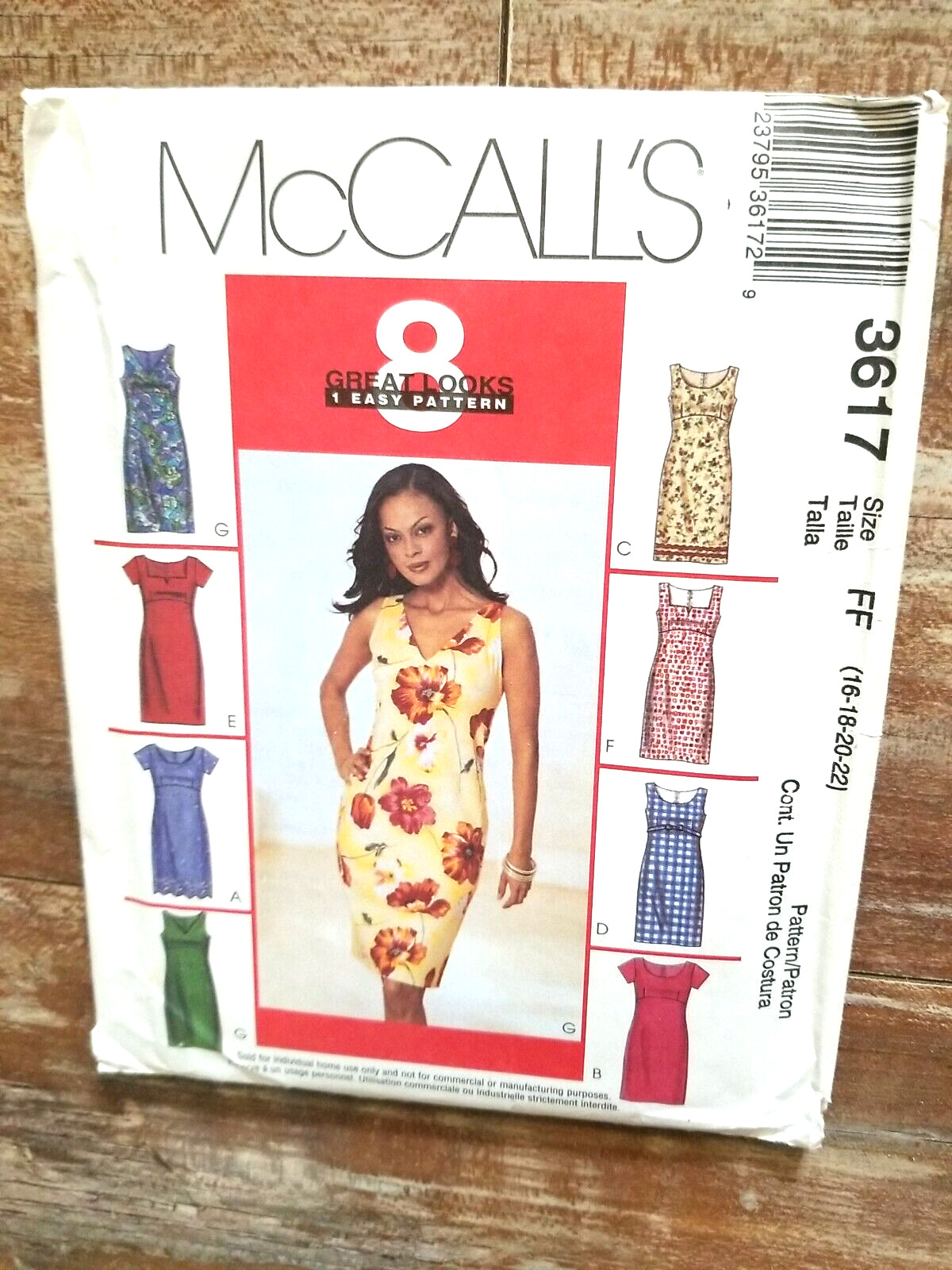 McCall\'s Sewing Pattern 3617 Misses Dress 8 Different Looks Easy Sizes 16-22 UC