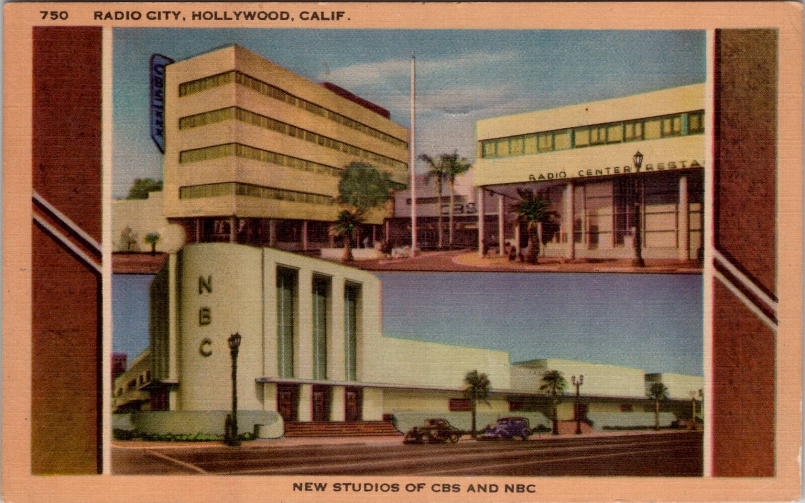 New Studios of CBS & NBC Radio City Hollywood  Vintage Postcard spc3