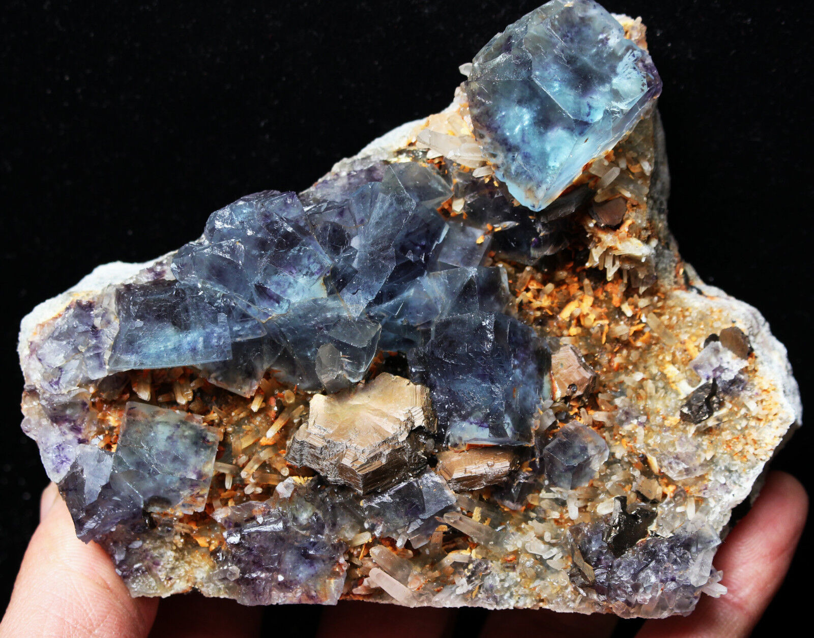  WOW Beauty Rare Blue Cube Window Fluorite Crystal Mineral Specimen/China