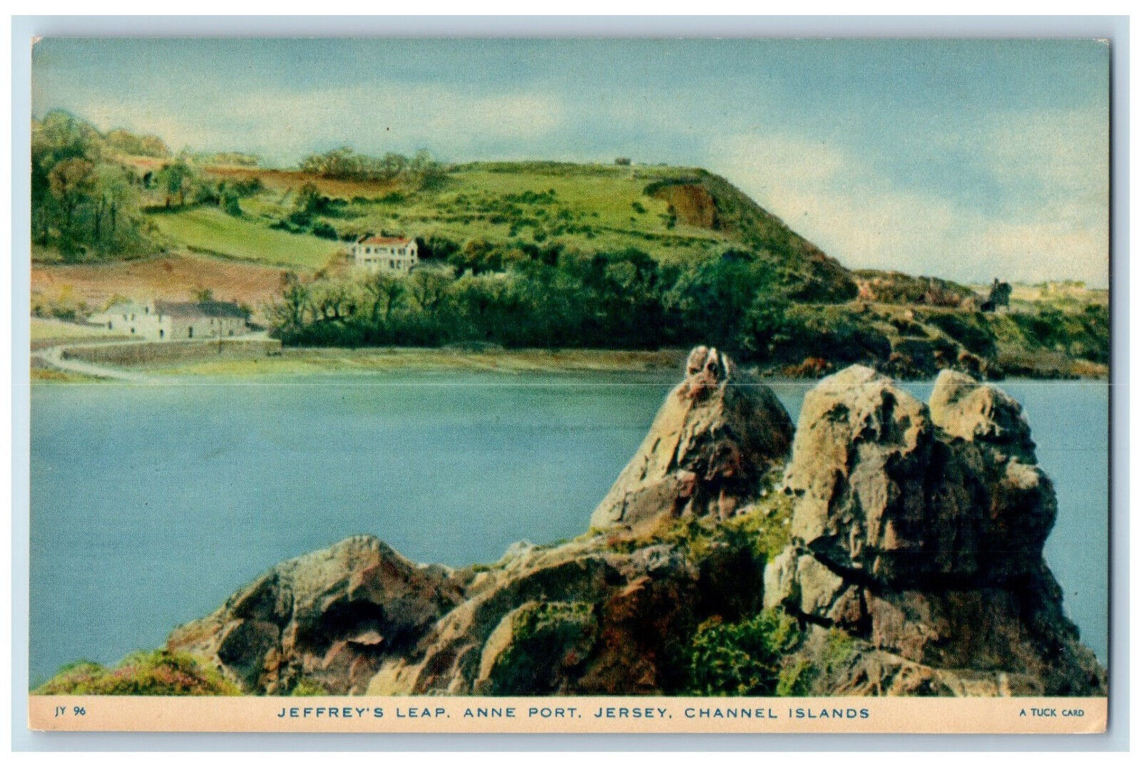 Jersey Channel Is. Postcard Jeffrey\'s Leap Anne Port c1960\'s Rapholette Tuck Art