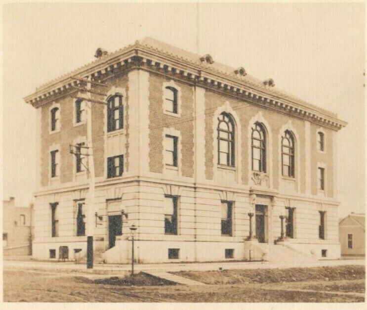 New Bank Building Victorian Era Circa 1910 RPPC Photo Vintage Antique Postcard
